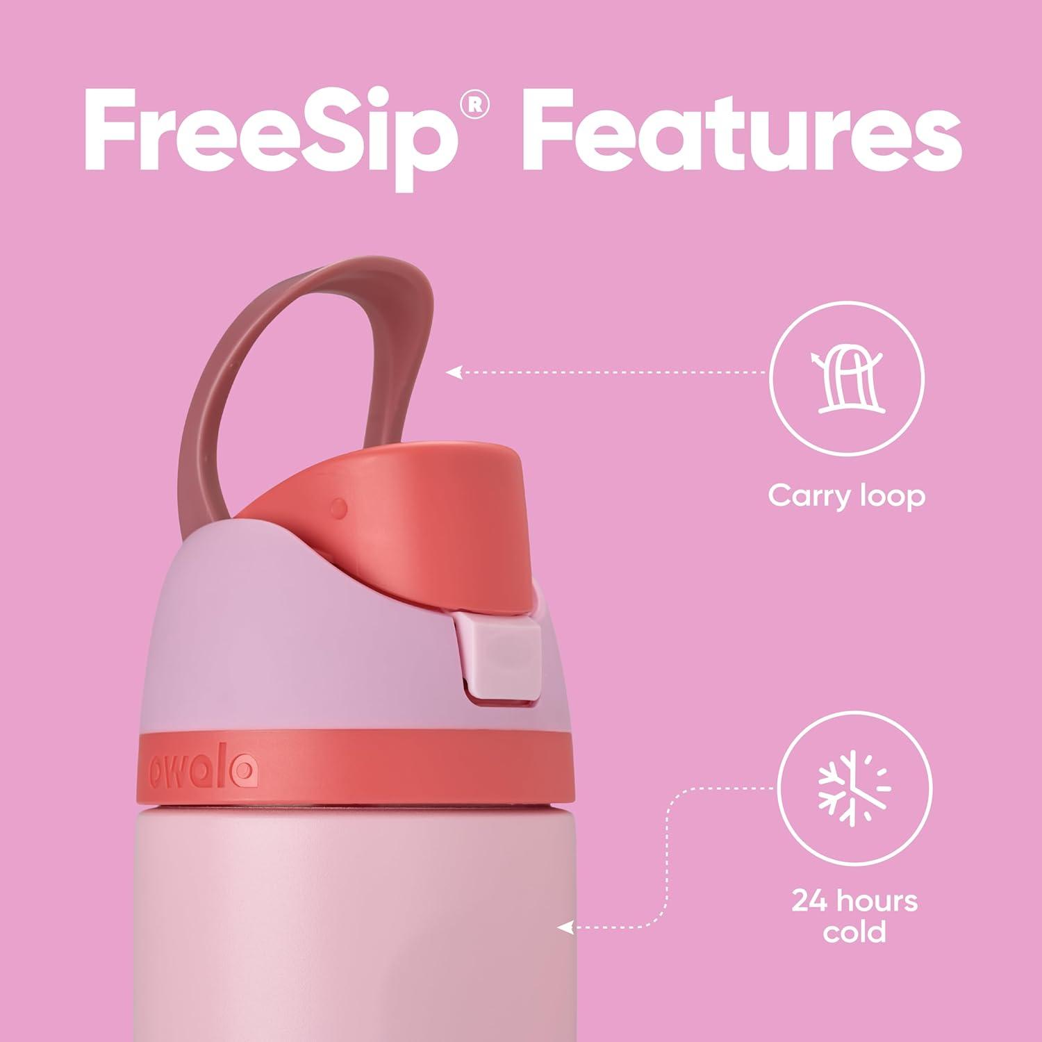 imageOwala Kids FreeSip Insulated Stainless Steel Water Bottle with Straw for Sports Travel and School BPAFree Sports Water Bottle 16 oz Mint ChocolateAngel Food Cake