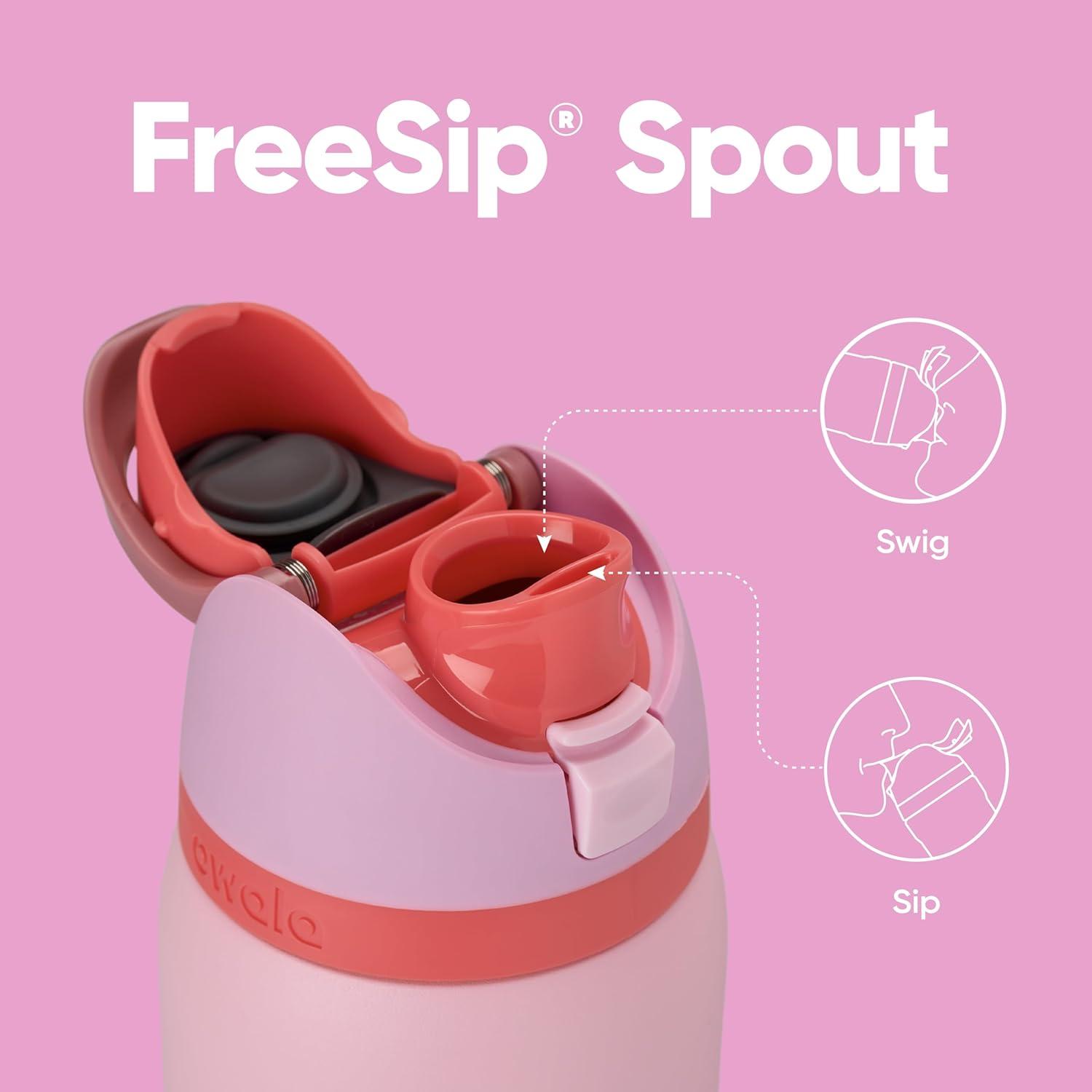 imageOwala Kids FreeSip Insulated Stainless Steel Water Bottle with Straw for Sports Travel and School BPAFree Sports Water Bottle 16 oz Mint ChocolateAngel Food Cake