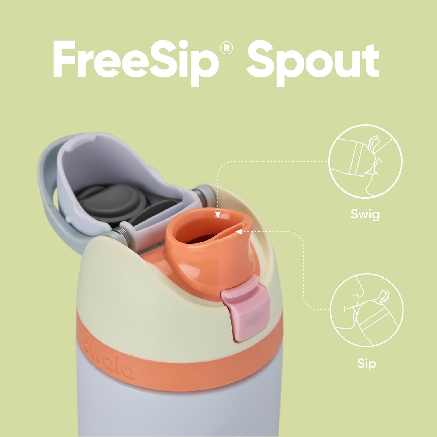 imageOwala Kids FreeSip Insulated Stainless Steel Water Bottle with Straw for Sports Travel and School BPAFree Sports Water Bottle 16 oz Mint ChocolateBeach House