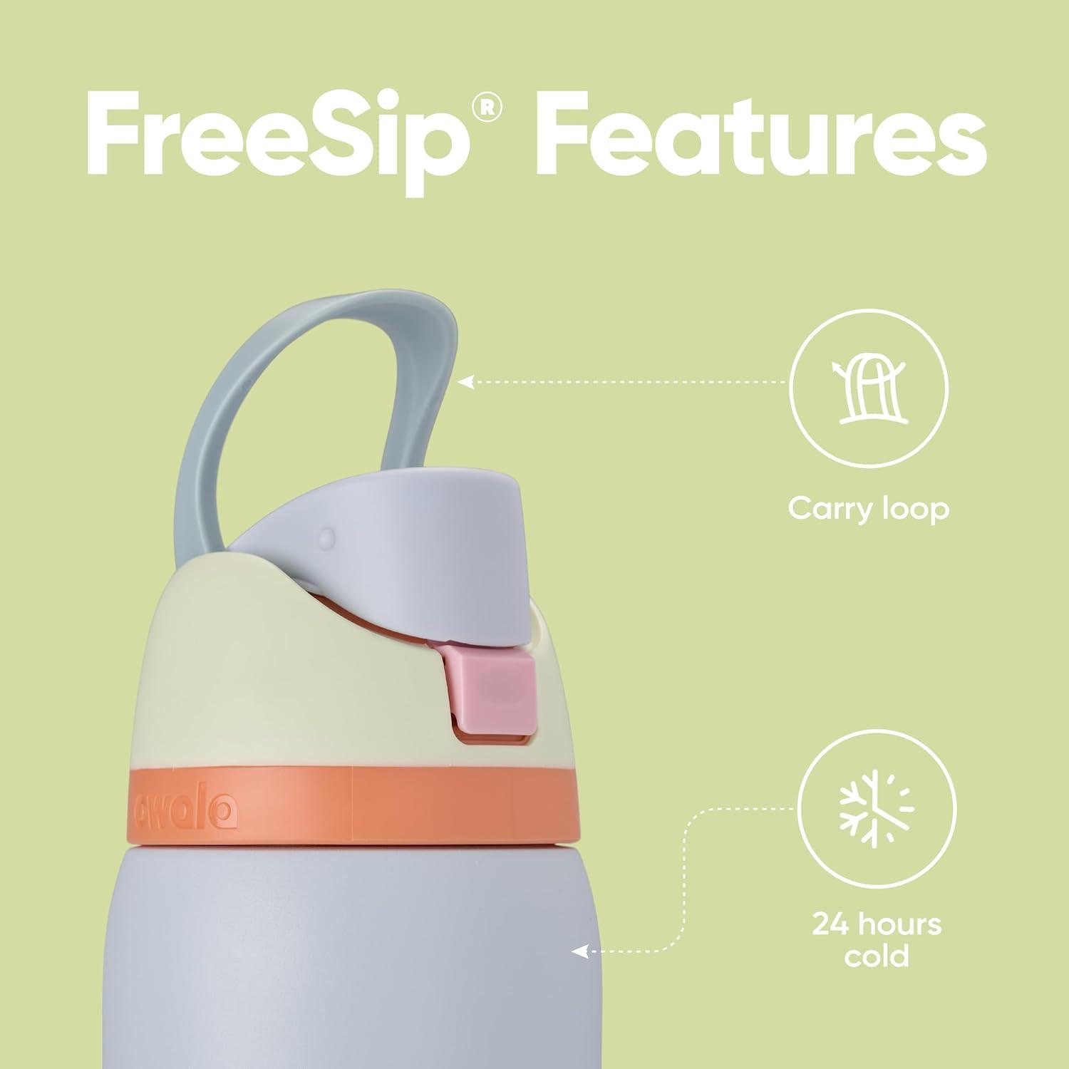 imageOwala Kids FreeSip Insulated Stainless Steel Water Bottle with Straw for Sports Travel and School BPAFree Sports Water Bottle 16 oz Mint ChocolateBeach House