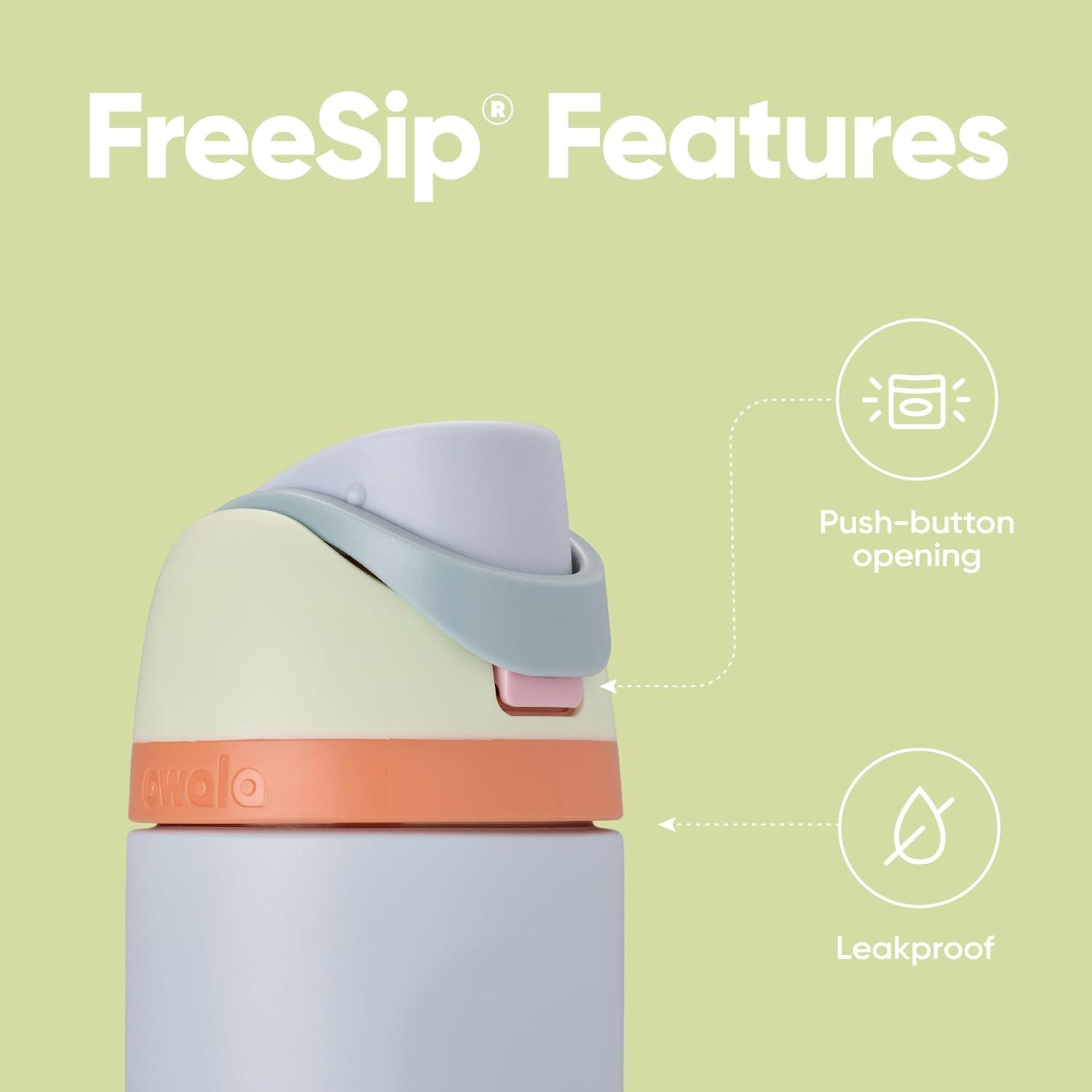 imageOwala Kids FreeSip Insulated Stainless Steel Water Bottle with Straw for Sports Travel and School BPAFree Sports Water Bottle 16 oz Mint ChocolateBeach House