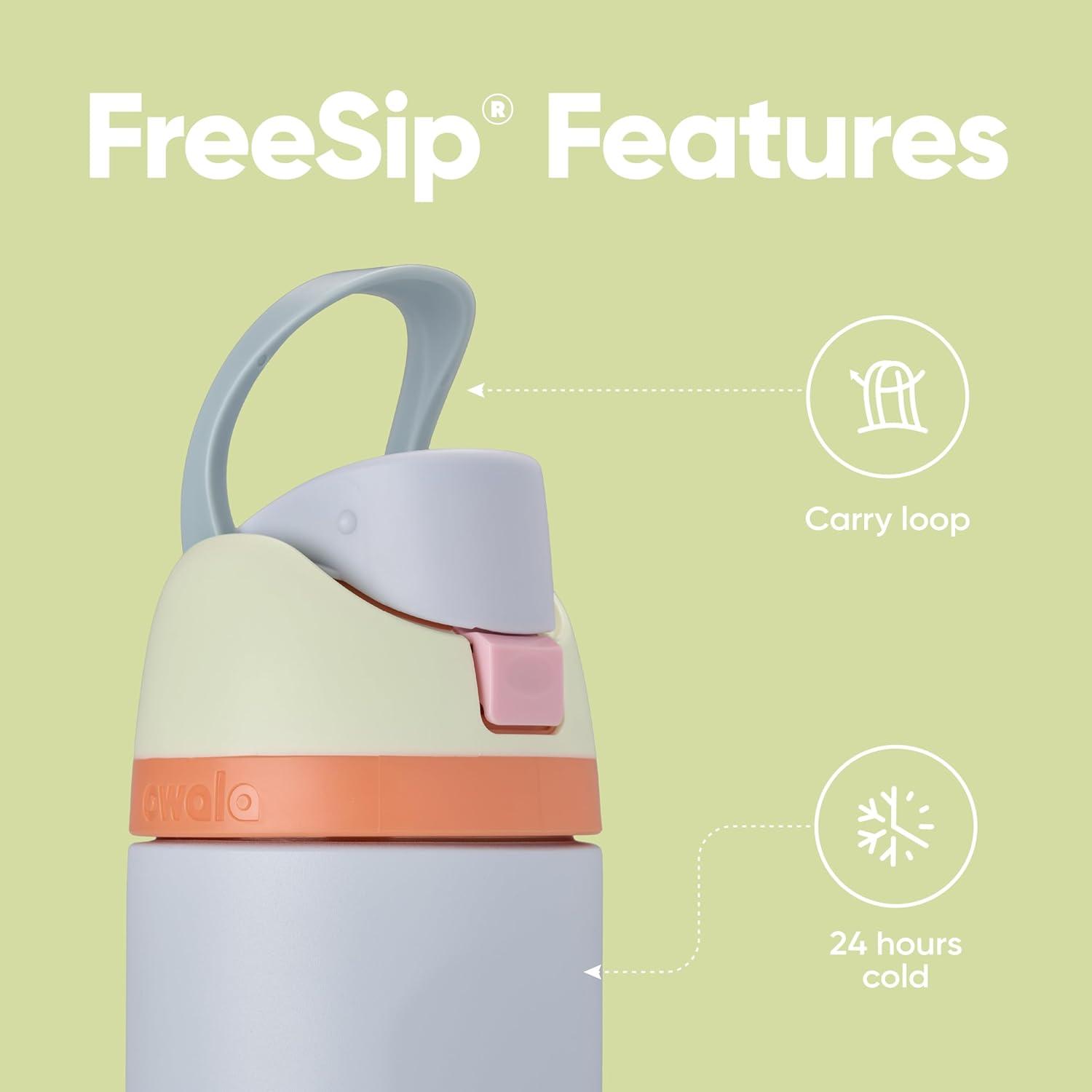imageOwala Kids FreeSip Insulated Stainless Steel Water Bottle with Straw for Sports Travel and School BPAFree Sports Water Bottle 16 oz Mint ChocolateBeach House