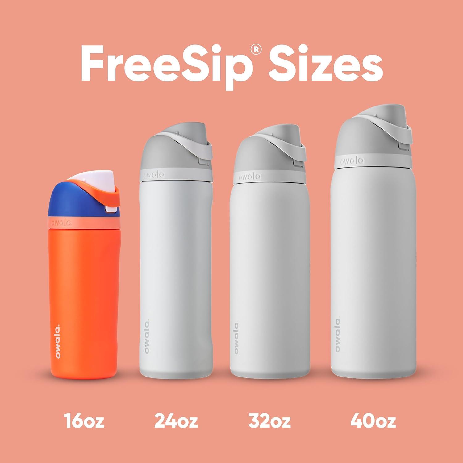 imageOwala Kids FreeSip Insulated Stainless Steel Water Bottle with Straw for Sports Travel and School BPAFree Sports Water Bottle 16 oz Mint ChocolateBlue Citrus