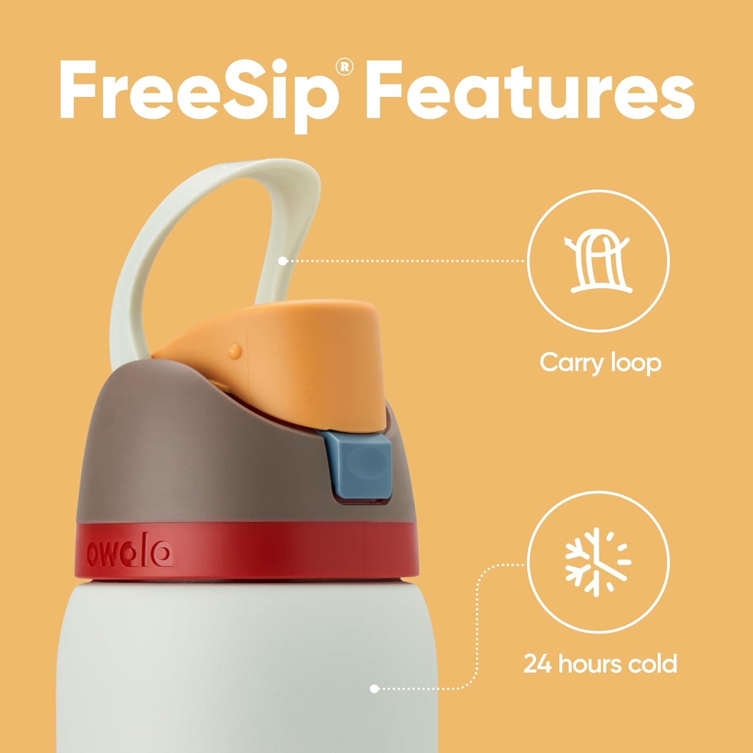 imageOwala Kids FreeSip Insulated Stainless Steel Water Bottle with Straw for Sports Travel and School BPAFree Sports Water Bottle 16 oz Mint ChocolateBoneyard