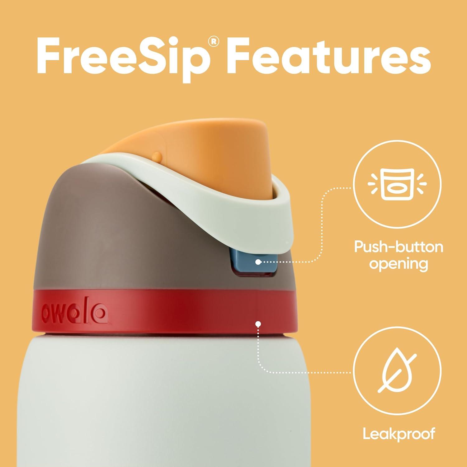 imageOwala Kids FreeSip Insulated Stainless Steel Water Bottle with Straw for Sports Travel and School BPAFree Sports Water Bottle 16 oz Mint ChocolateBoneyard