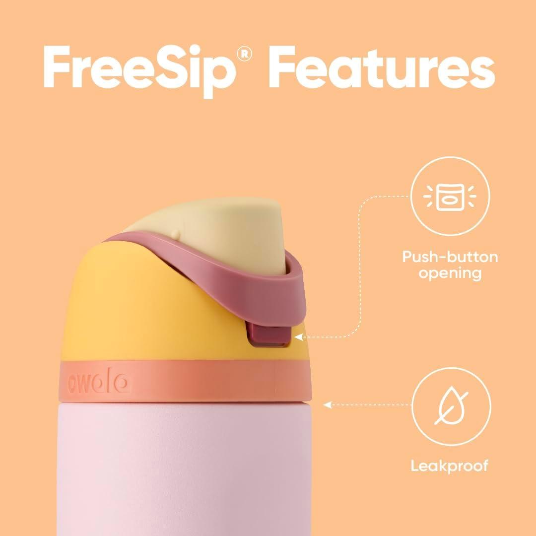 imageOwala Kids FreeSip Insulated Stainless Steel Water Bottle with Straw for Sports Travel and School BPAFree Sports Water Bottle 16 oz Mint ChocolateCandy Store