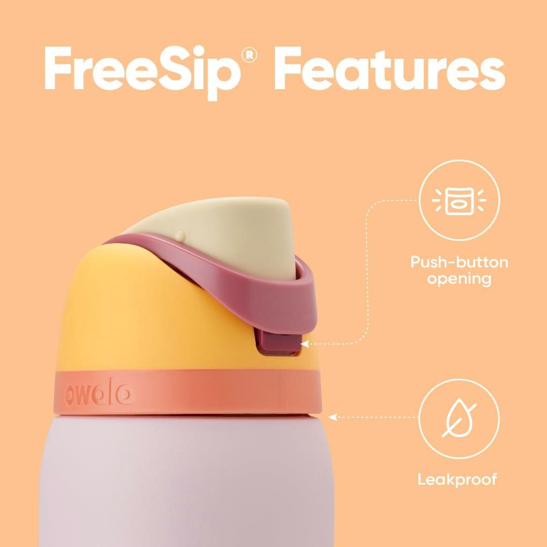 imageOwala Kids FreeSip Insulated Stainless Steel Water Bottle with Straw for Sports Travel and School BPAFree Sports Water Bottle 16 oz Mint ChocolateCandy Store