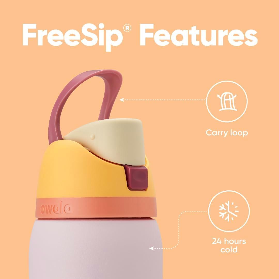 imageOwala Kids FreeSip Insulated Stainless Steel Water Bottle with Straw for Sports Travel and School BPAFree Sports Water Bottle 16 oz Mint ChocolateCandy Store