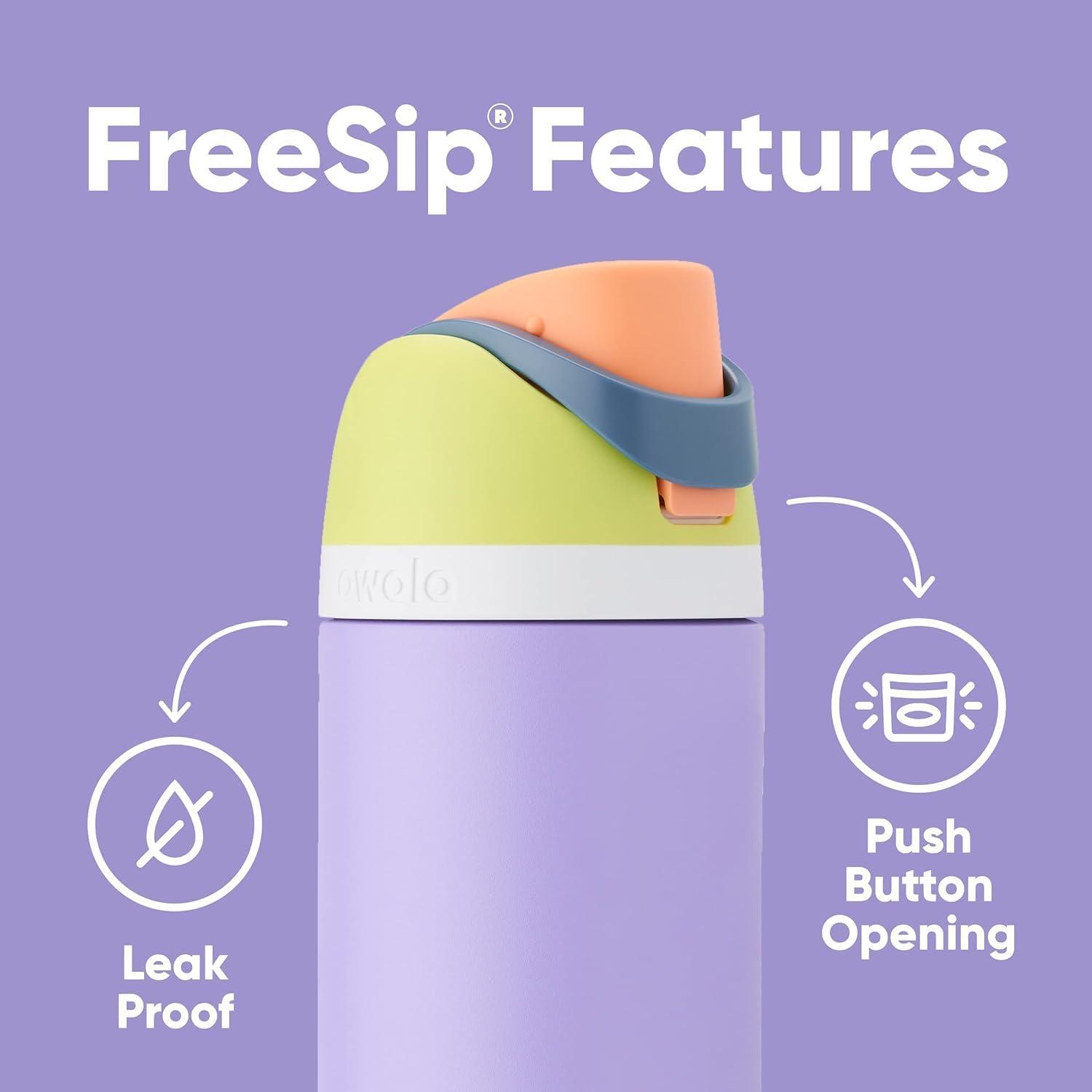 imageOwala Kids FreeSip Insulated Stainless Steel Water Bottle with Straw for Sports Travel and School BPAFree Sports Water Bottle 16 oz Mint ChocolateCandy Store
