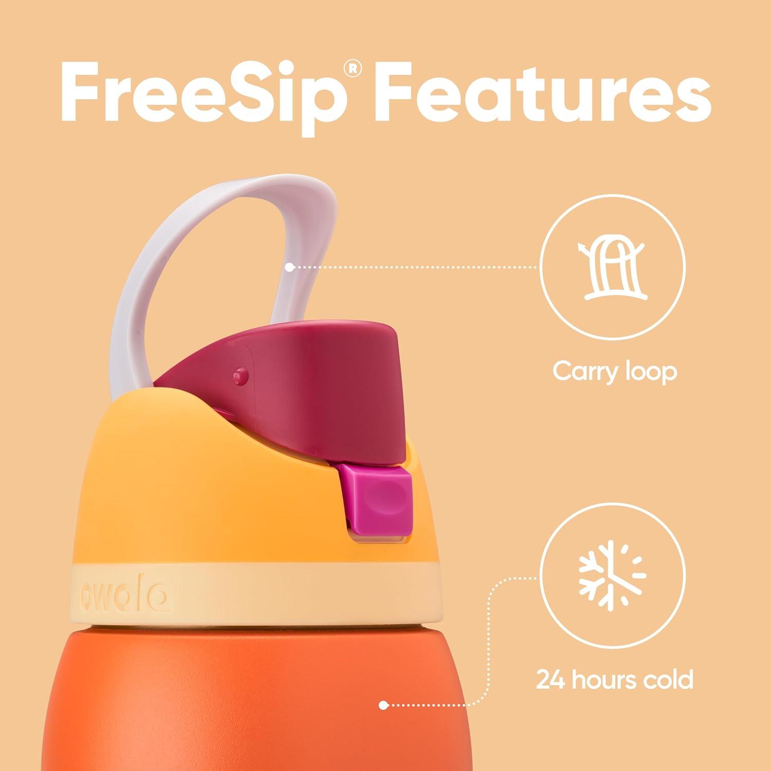 imageOwala Kids FreeSip Insulated Stainless Steel Water Bottle with Straw for Sports Travel and School BPAFree Sports Water Bottle 16 oz Mint ChocolateCitrus Crush