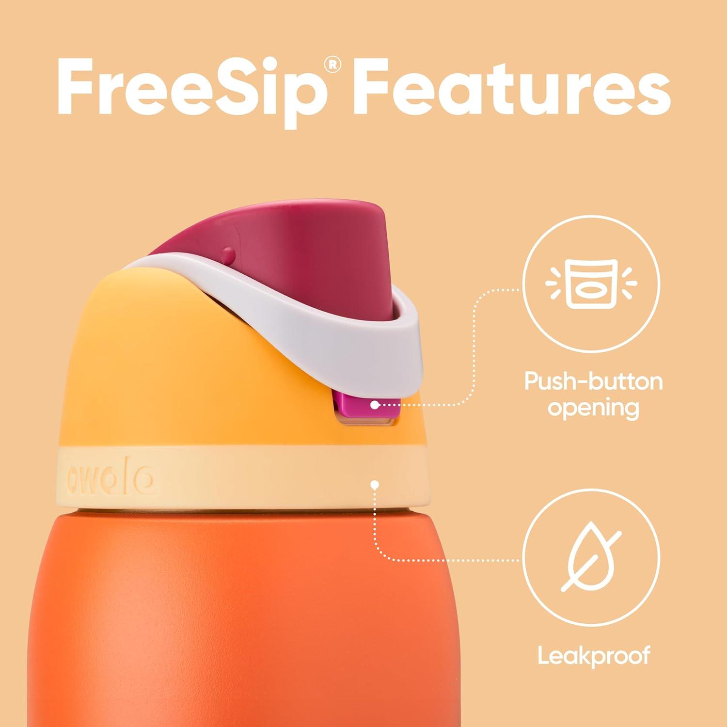 imageOwala Kids FreeSip Insulated Stainless Steel Water Bottle with Straw for Sports Travel and School BPAFree Sports Water Bottle 16 oz Mint ChocolateCitrus Crush