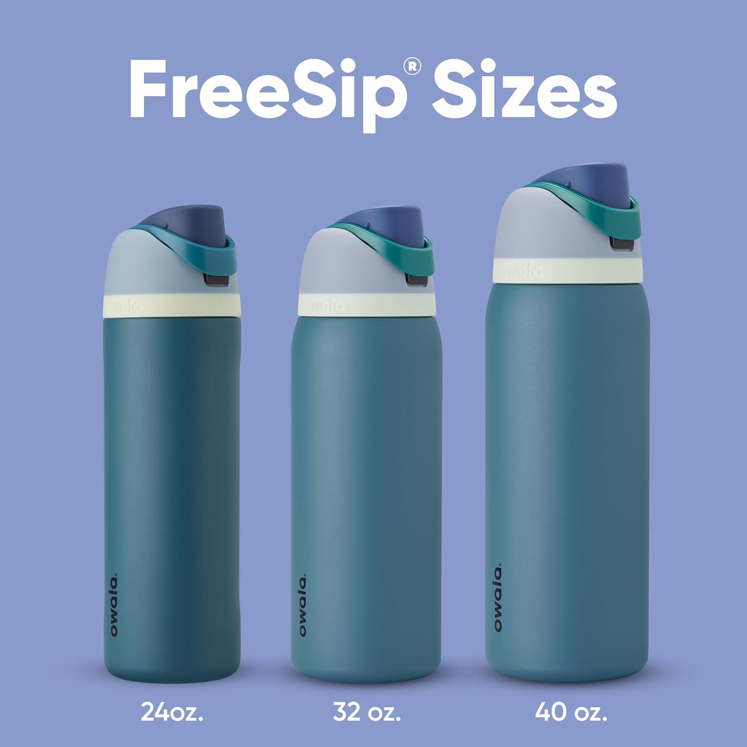 imageOwala Kids FreeSip Insulated Stainless Steel Water Bottle with Straw for Sports Travel and School BPAFree Sports Water Bottle 16 oz Mint ChocolateDenim