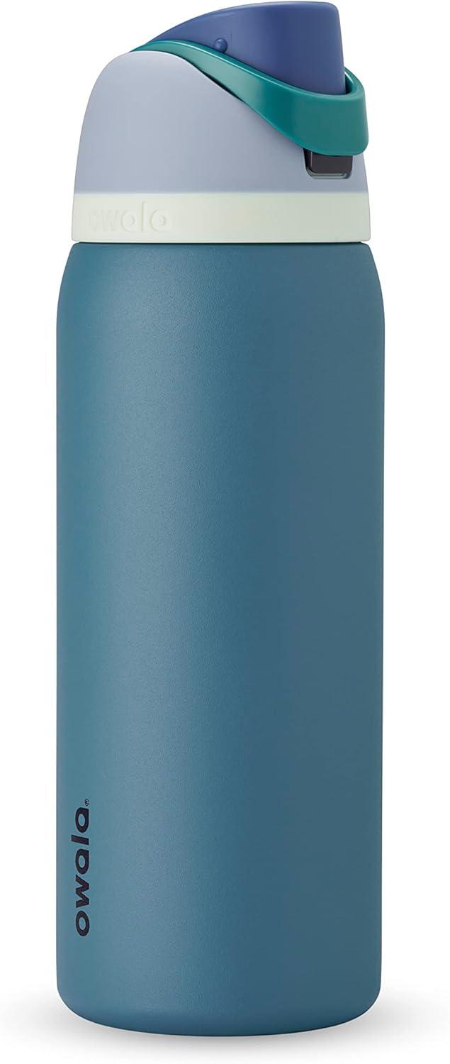 imageOwala Kids FreeSip Insulated Stainless Steel Water Bottle with Straw for Sports Travel and School BPAFree Sports Water Bottle 16 oz Mint ChocolateDenim