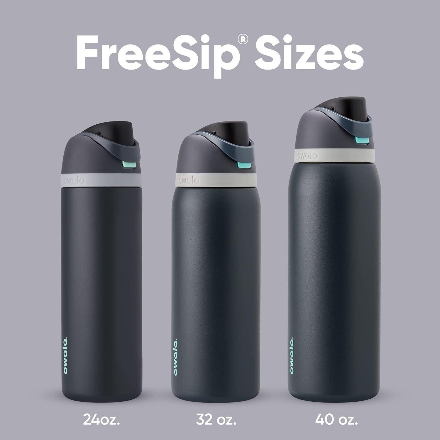 imageOwala Kids FreeSip Insulated Stainless Steel Water Bottle with Straw for Sports Travel and School BPAFree Sports Water Bottle 16 oz Mint ChocolateDenim