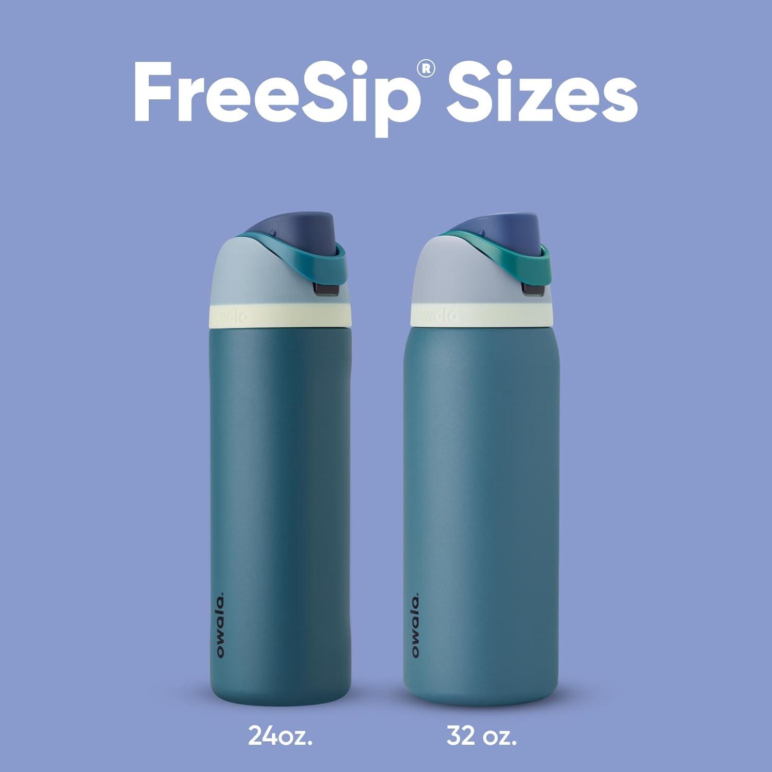 imageOwala Kids FreeSip Insulated Stainless Steel Water Bottle with Straw for Sports Travel and School BPAFree Sports Water Bottle 16 oz Mint ChocolateDenim