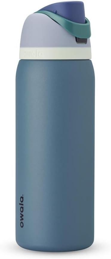 imageOwala Kids FreeSip Insulated Stainless Steel Water Bottle with Straw for Sports Travel and School BPAFree Sports Water Bottle 16 oz Mint ChocolateDenim