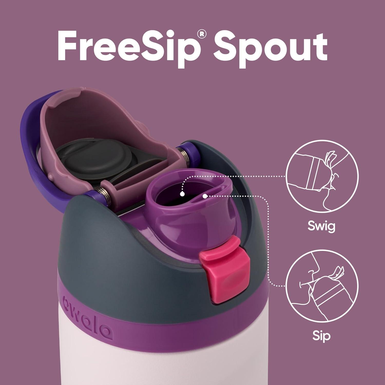 imageOwala Kids FreeSip Insulated Stainless Steel Water Bottle with Straw for Sports Travel and School BPAFree Sports Water Bottle 16 oz Mint ChocolateDreamy Field