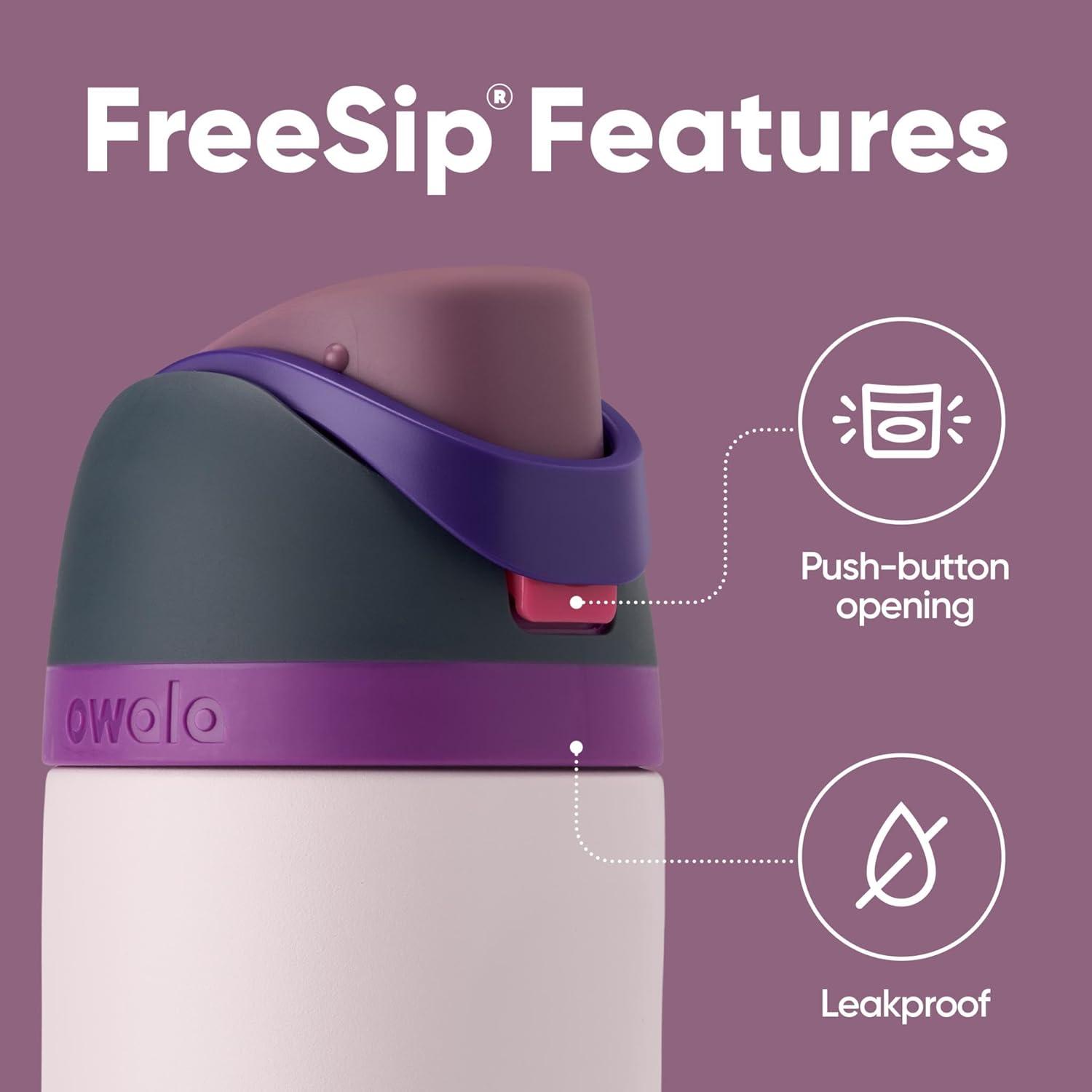 imageOwala Kids FreeSip Insulated Stainless Steel Water Bottle with Straw for Sports Travel and School BPAFree Sports Water Bottle 16 oz Mint ChocolateDreamy Field