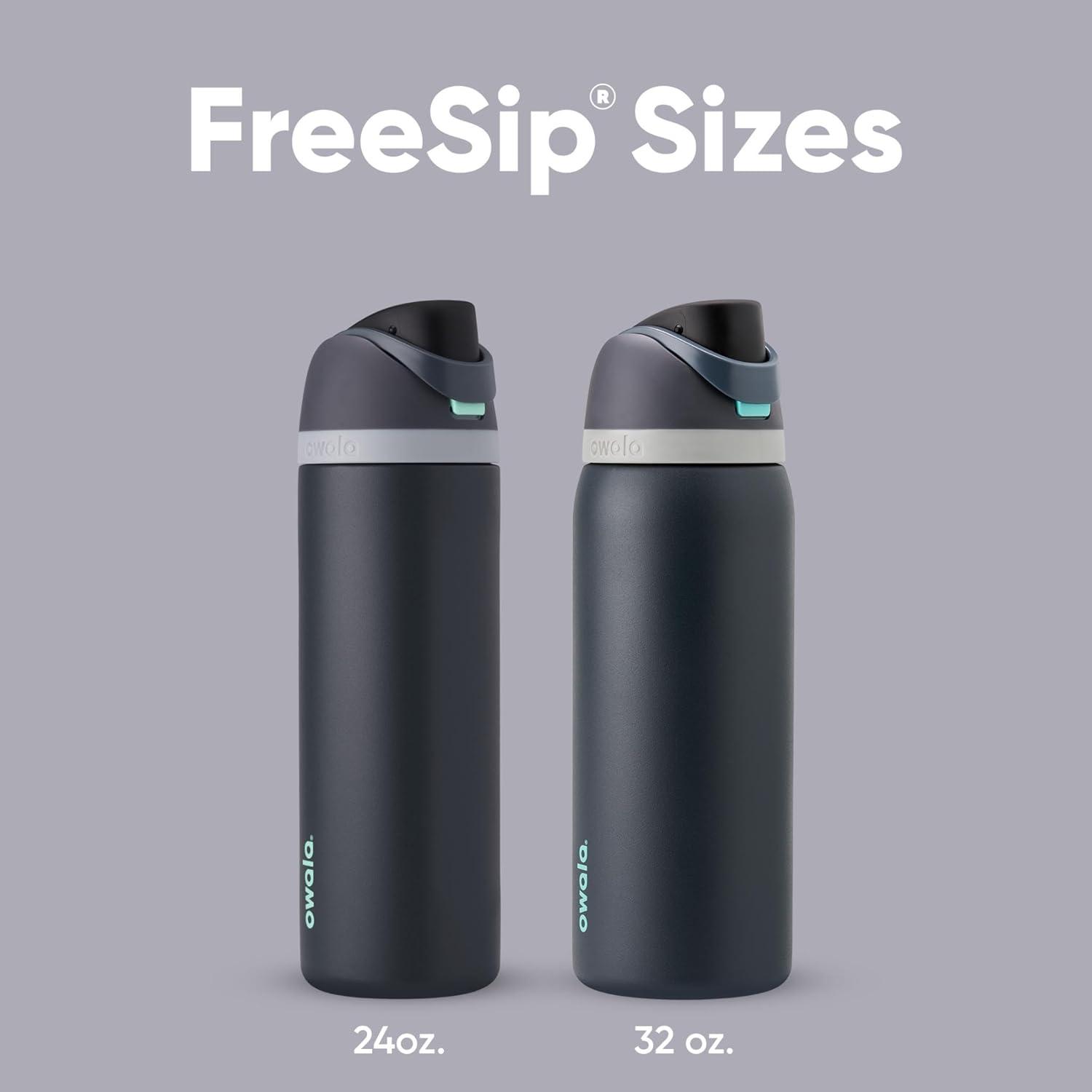 imageOwala Kids FreeSip Insulated Stainless Steel Water Bottle with Straw for Sports Travel and School BPAFree Sports Water Bottle 16 oz Mint ChocolateFoggy Tide