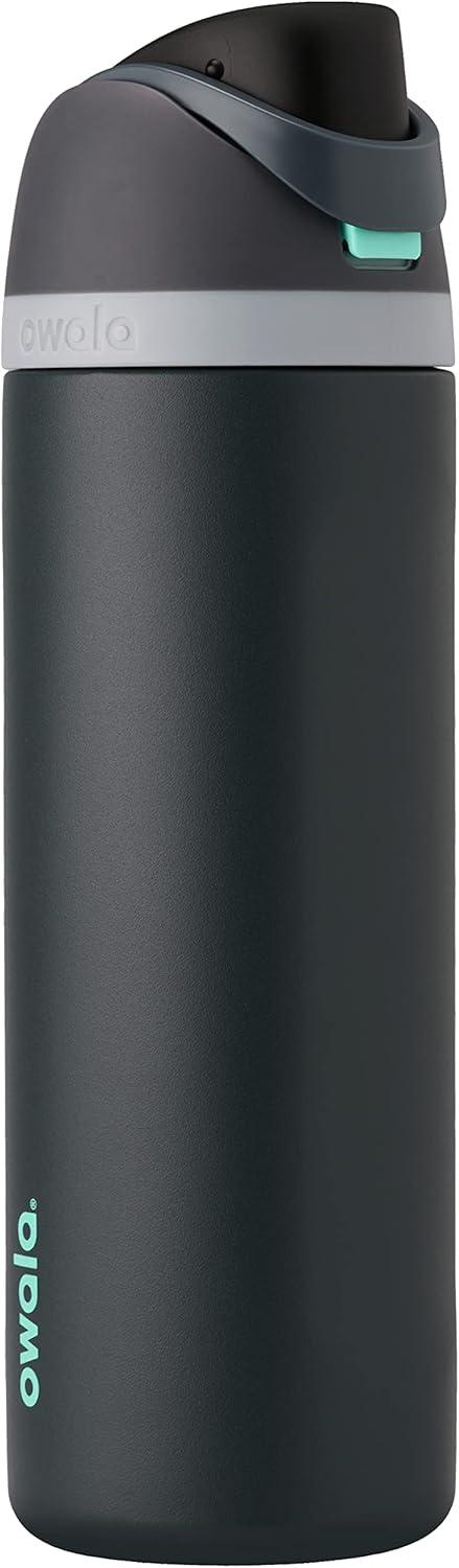 imageOwala Kids FreeSip Insulated Stainless Steel Water Bottle with Straw for Sports Travel and School BPAFree Sports Water Bottle 16 oz Mint ChocolateFoggy Tide