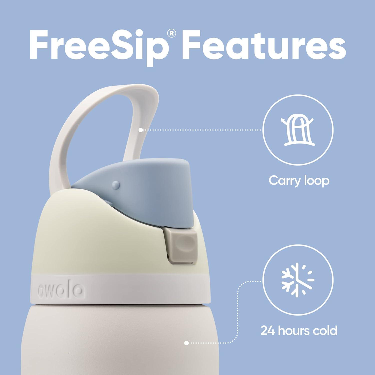 imageOwala Kids FreeSip Insulated Stainless Steel Water Bottle with Straw for Sports Travel and School BPAFree Sports Water Bottle 16 oz Mint ChocolateIced Breeze