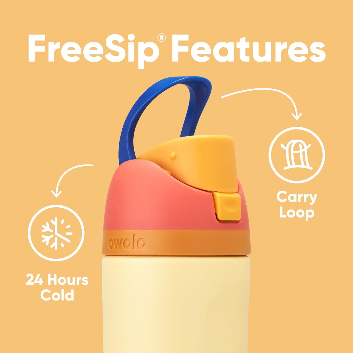 imageOwala Kids FreeSip Insulated Stainless Steel Water Bottle with Straw for Sports Travel and School BPAFree Sports Water Bottle 16 oz Mint ChocolateMisty Horizons