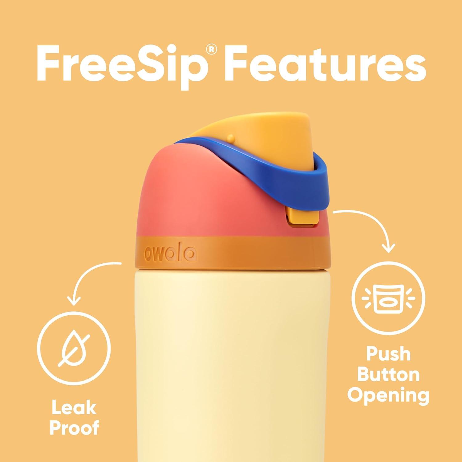 imageOwala Kids FreeSip Insulated Stainless Steel Water Bottle with Straw for Sports Travel and School BPAFree Sports Water Bottle 16 oz Mint ChocolateMisty Horizons