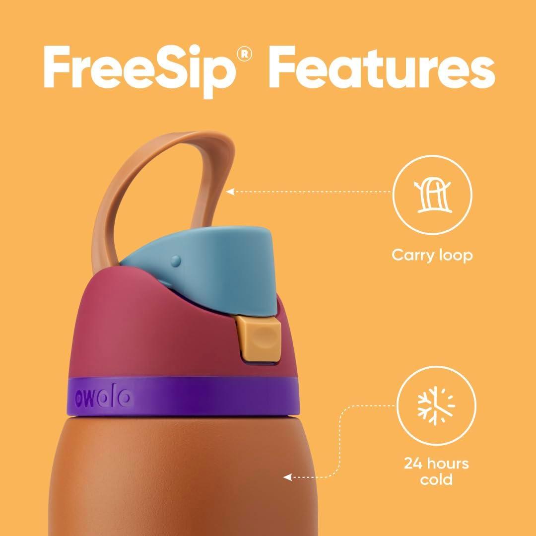 imageOwala Kids FreeSip Insulated Stainless Steel Water Bottle with Straw for Sports Travel and School BPAFree Sports Water Bottle 16 oz Mint ChocolateMuddy Buddy