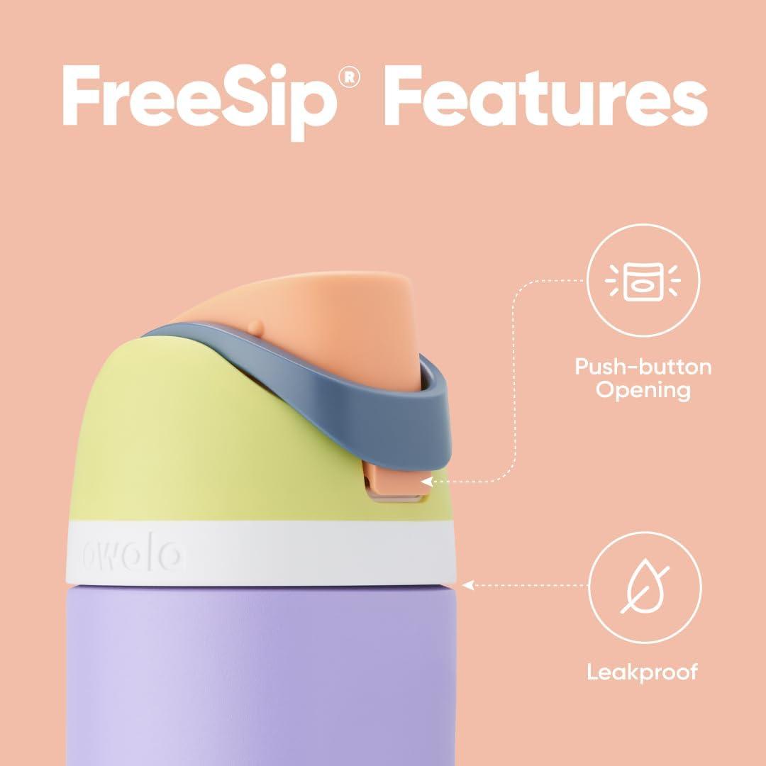 imageOwala Kids FreeSip Insulated Stainless Steel Water Bottle with Straw for Sports Travel and School BPAFree Sports Water Bottle 16 oz Mint ChocolateMuddy Buddy