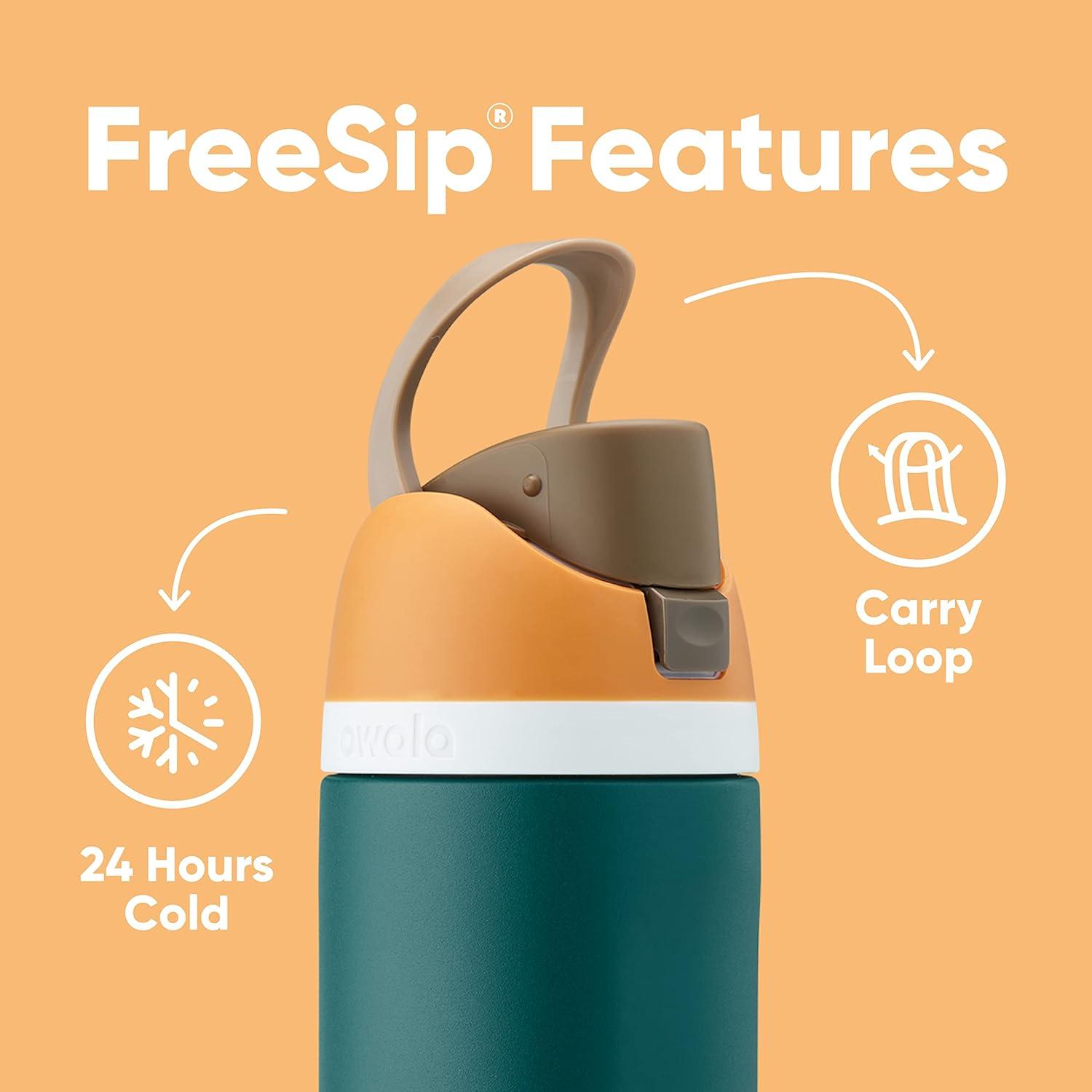 imageOwala Kids FreeSip Insulated Stainless Steel Water Bottle with Straw for Sports Travel and School BPAFree Sports Water Bottle 16 oz Mint ChocolateShy Marshmallow