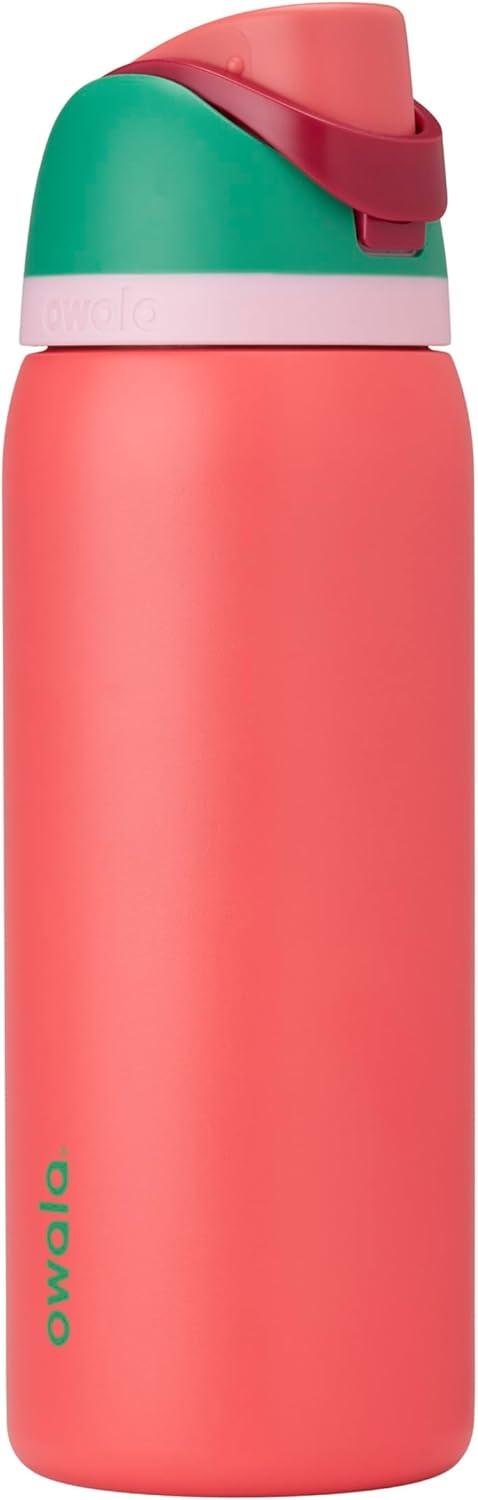 imageOwala Kids FreeSip Insulated Stainless Steel Water Bottle with Straw for Sports Travel and School BPAFree Sports Water Bottle 16 oz Mint ChocolateStrawberry Field