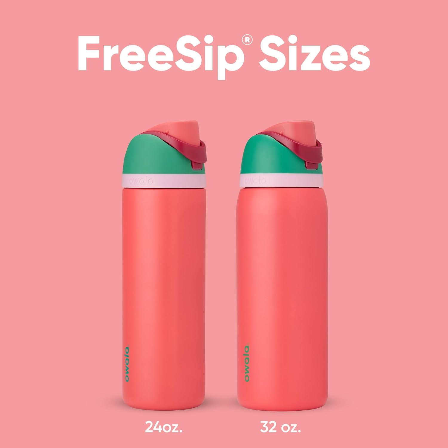 imageOwala Kids FreeSip Insulated Stainless Steel Water Bottle with Straw for Sports Travel and School BPAFree Sports Water Bottle 16 oz Mint ChocolateStrawberry Field