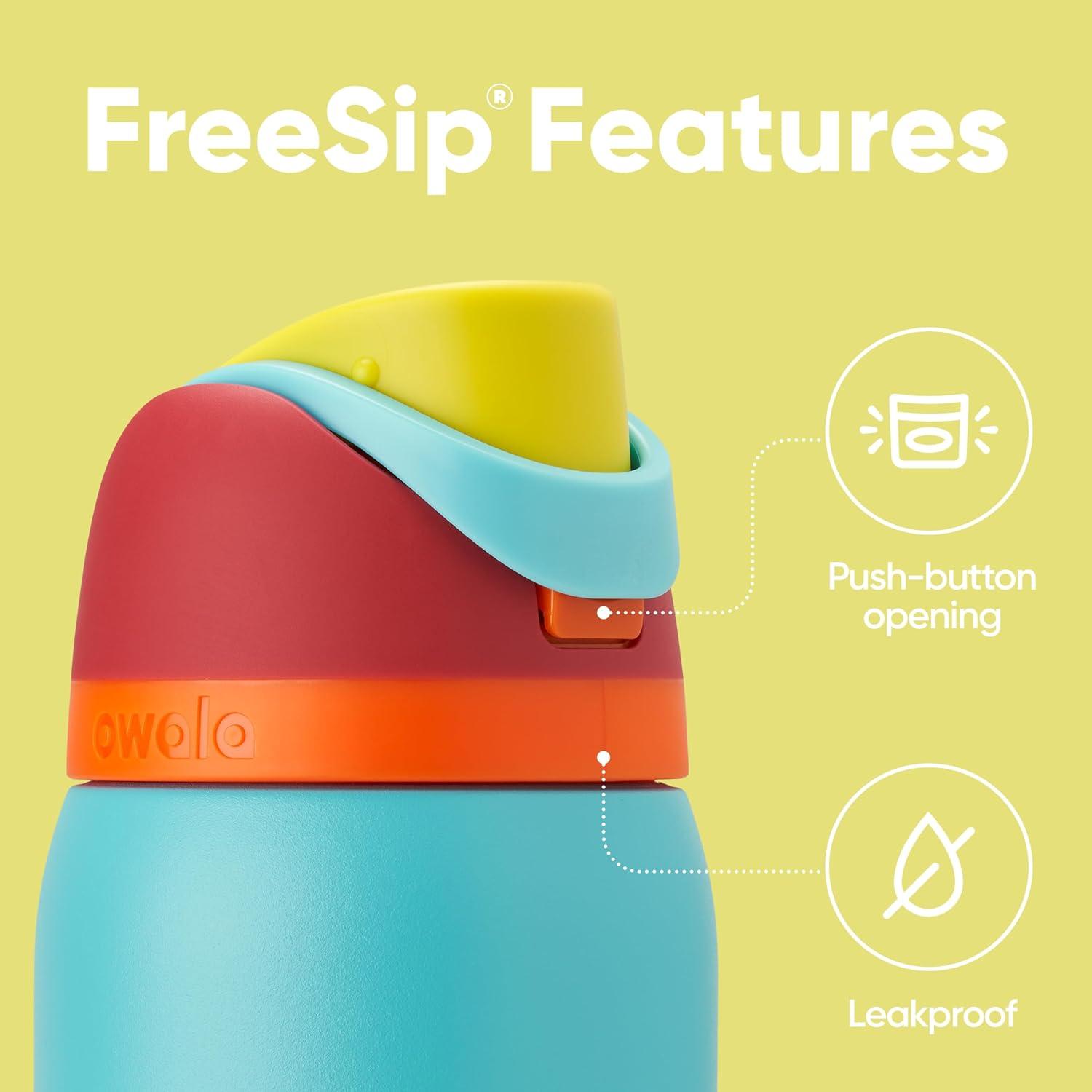 imageOwala Kids FreeSip Insulated Stainless Steel Water Bottle with Straw for Sports Travel and School BPAFree Sports Water Bottle 16 oz Mint ChocolateSummer Sweetness