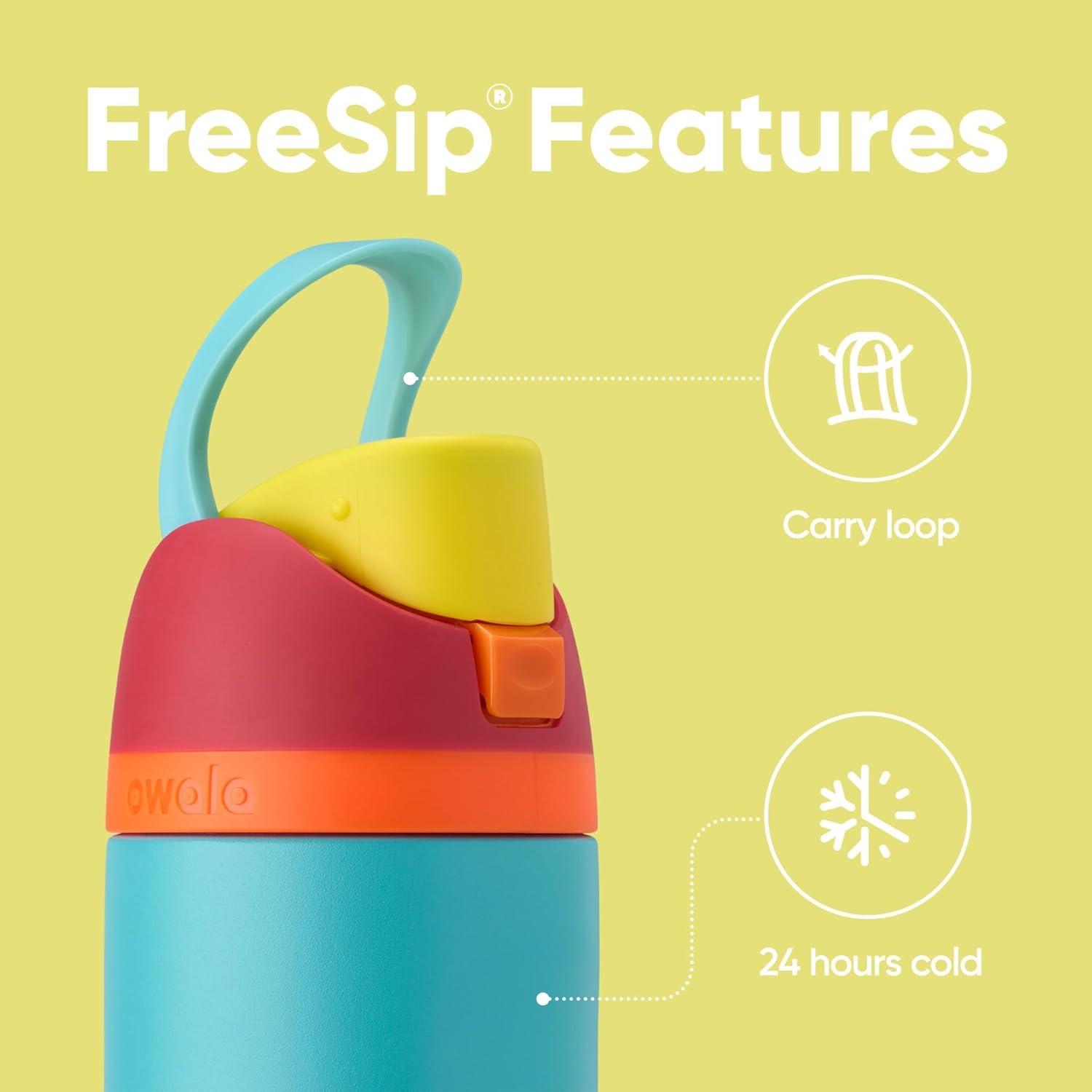 imageOwala Kids FreeSip Insulated Stainless Steel Water Bottle with Straw for Sports Travel and School BPAFree Sports Water Bottle 16 oz Mint ChocolateSummer Sweetness