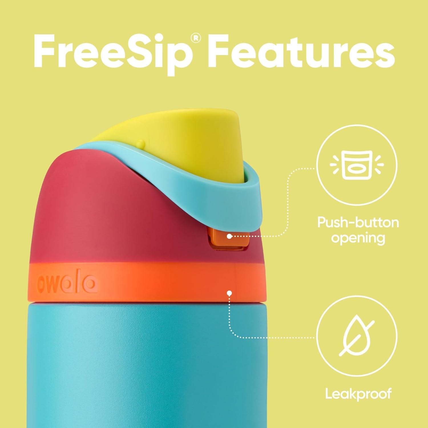 imageOwala Kids FreeSip Insulated Stainless Steel Water Bottle with Straw for Sports Travel and School BPAFree Sports Water Bottle 16 oz Mint ChocolateSummer Sweetness