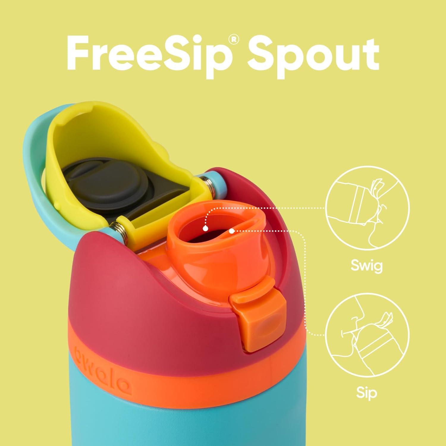 imageOwala Kids FreeSip Insulated Stainless Steel Water Bottle with Straw for Sports Travel and School BPAFree Sports Water Bottle 16 oz Mint ChocolateSummer Sweetness