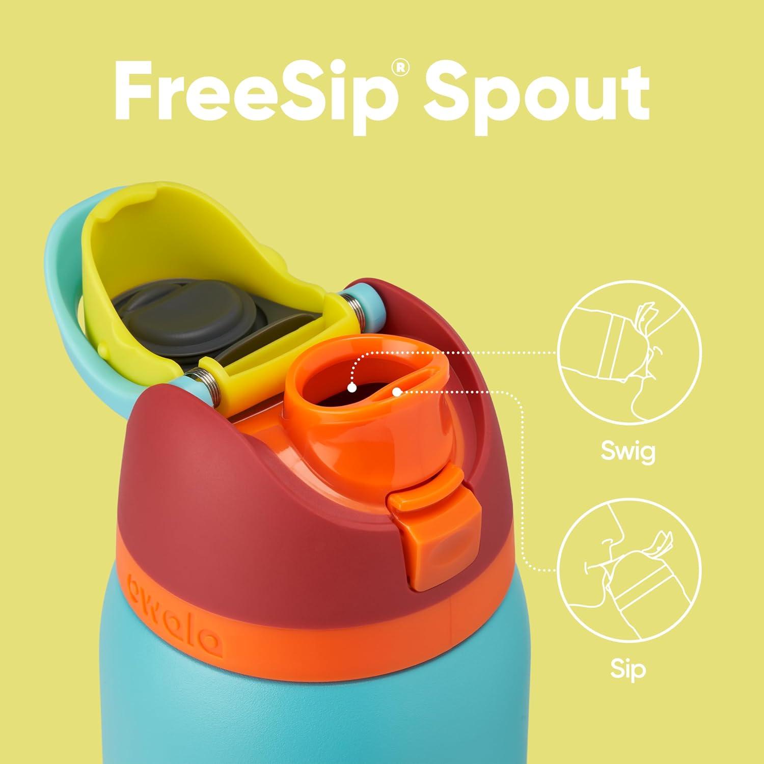 imageOwala Kids FreeSip Insulated Stainless Steel Water Bottle with Straw for Sports Travel and School BPAFree Sports Water Bottle 16 oz Mint ChocolateSummer Sweetness