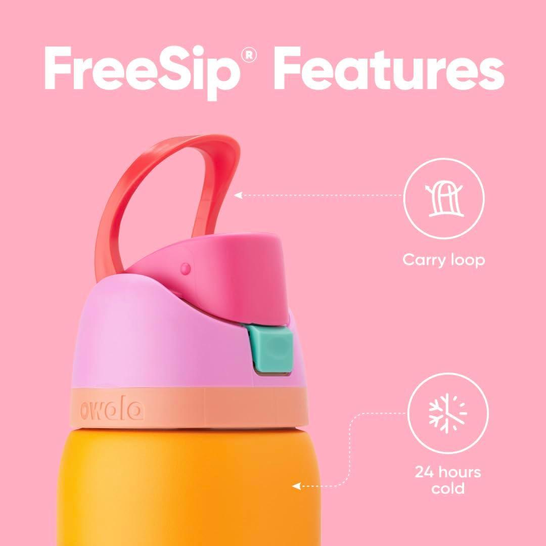 imageOwala Kids FreeSip Insulated Stainless Steel Water Bottle with Straw for Sports Travel and School BPAFree Sports Water Bottle 16 oz Mint ChocolateTropical