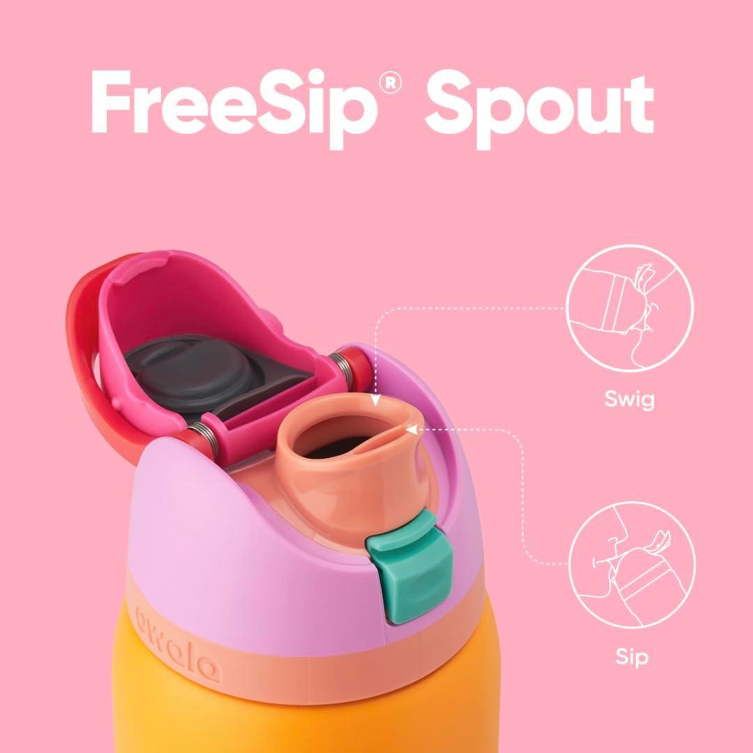 imageOwala Kids FreeSip Insulated Stainless Steel Water Bottle with Straw for Sports Travel and School BPAFree Sports Water Bottle 16 oz Mint ChocolateTropical
