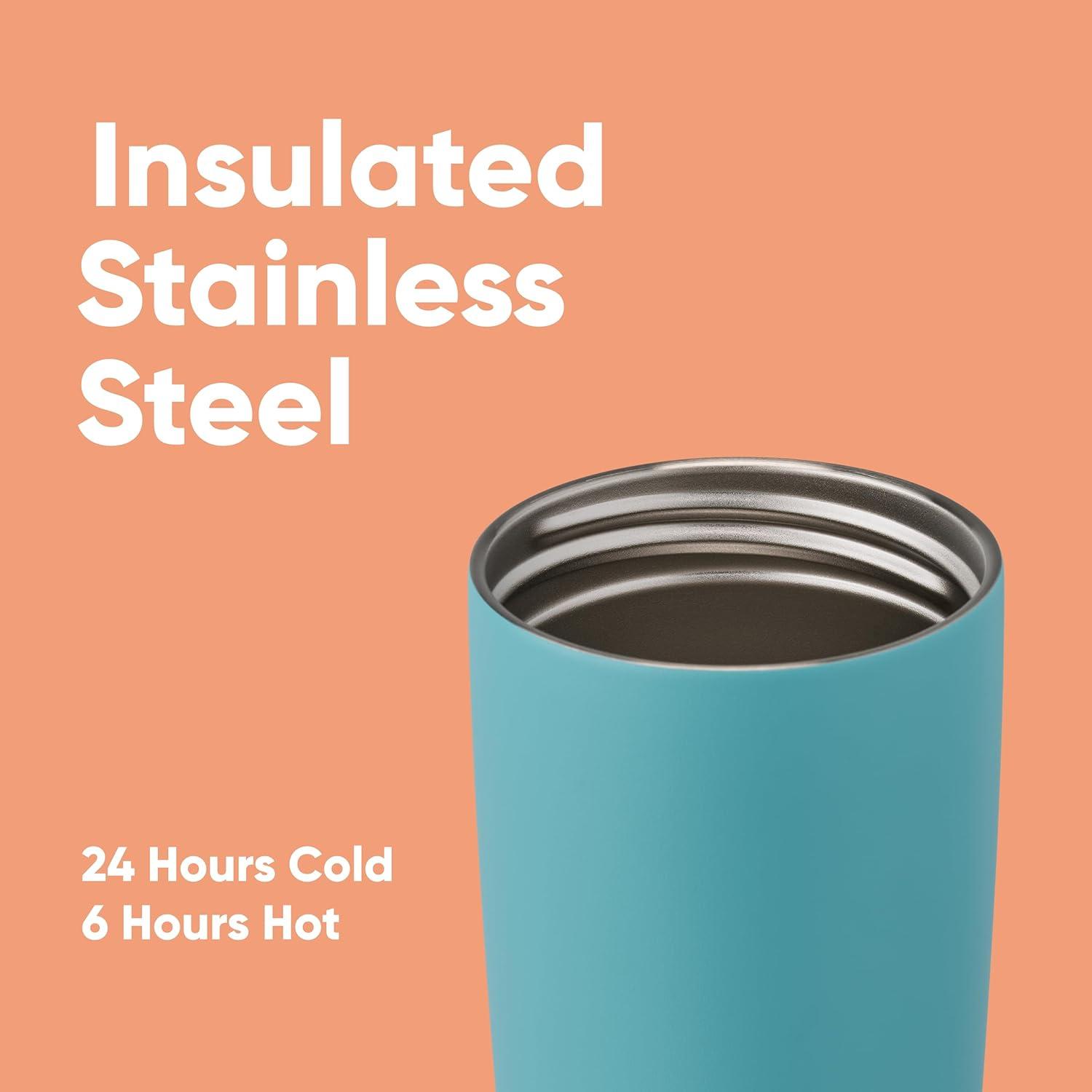 imageOwala SmoothSip Slider Insulated Stainless Steel Coffee Tumbler Reusable Iced Coffee Cup Hot Coffee Travel Mug BPA Free 12 oz GreyBlue Beachy BreezeBeachy Breeze