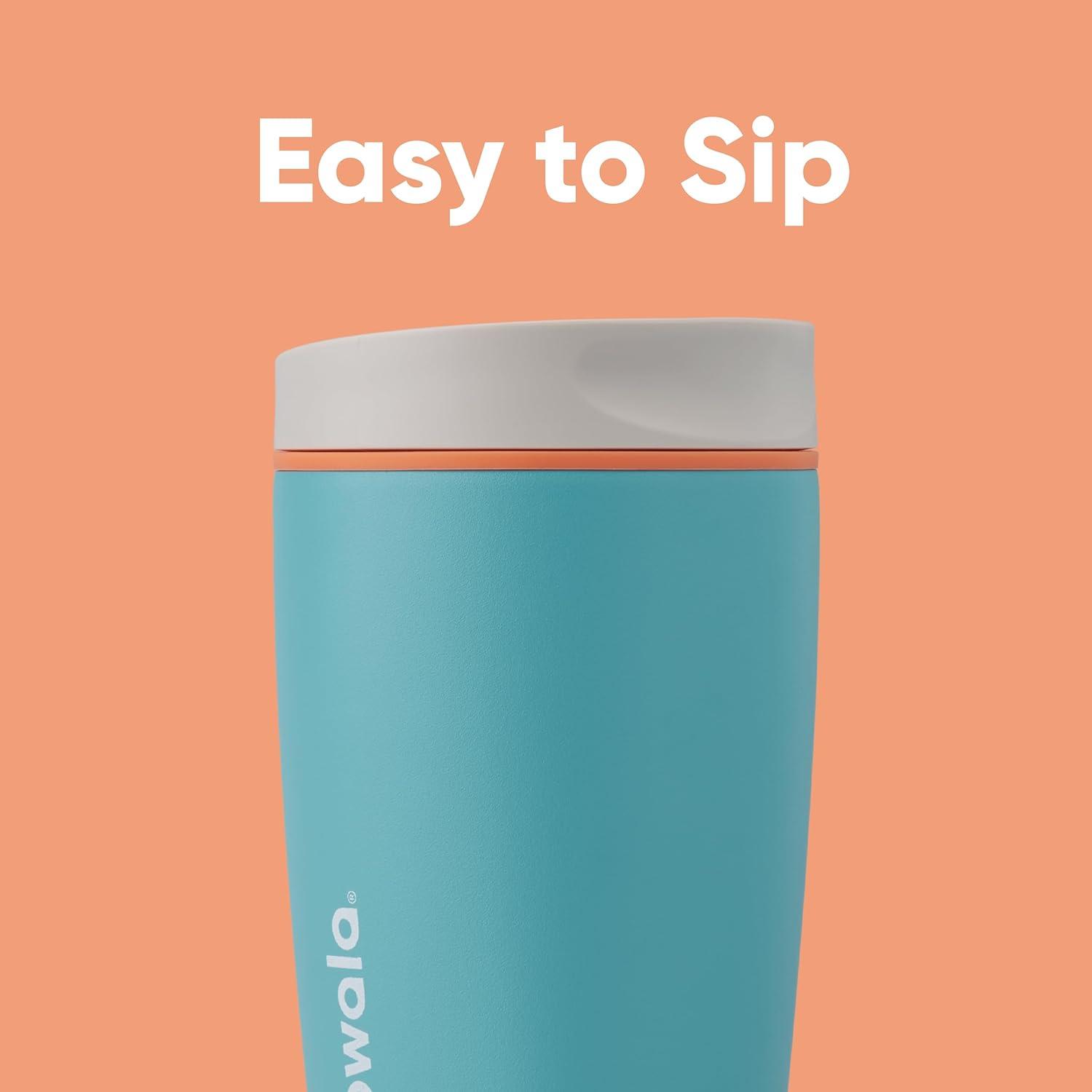 imageOwala SmoothSip Slider Insulated Stainless Steel Coffee Tumbler Reusable Iced Coffee Cup Hot Coffee Travel Mug BPA Free 12 oz GreyBlue Beachy BreezeBeachy Breeze