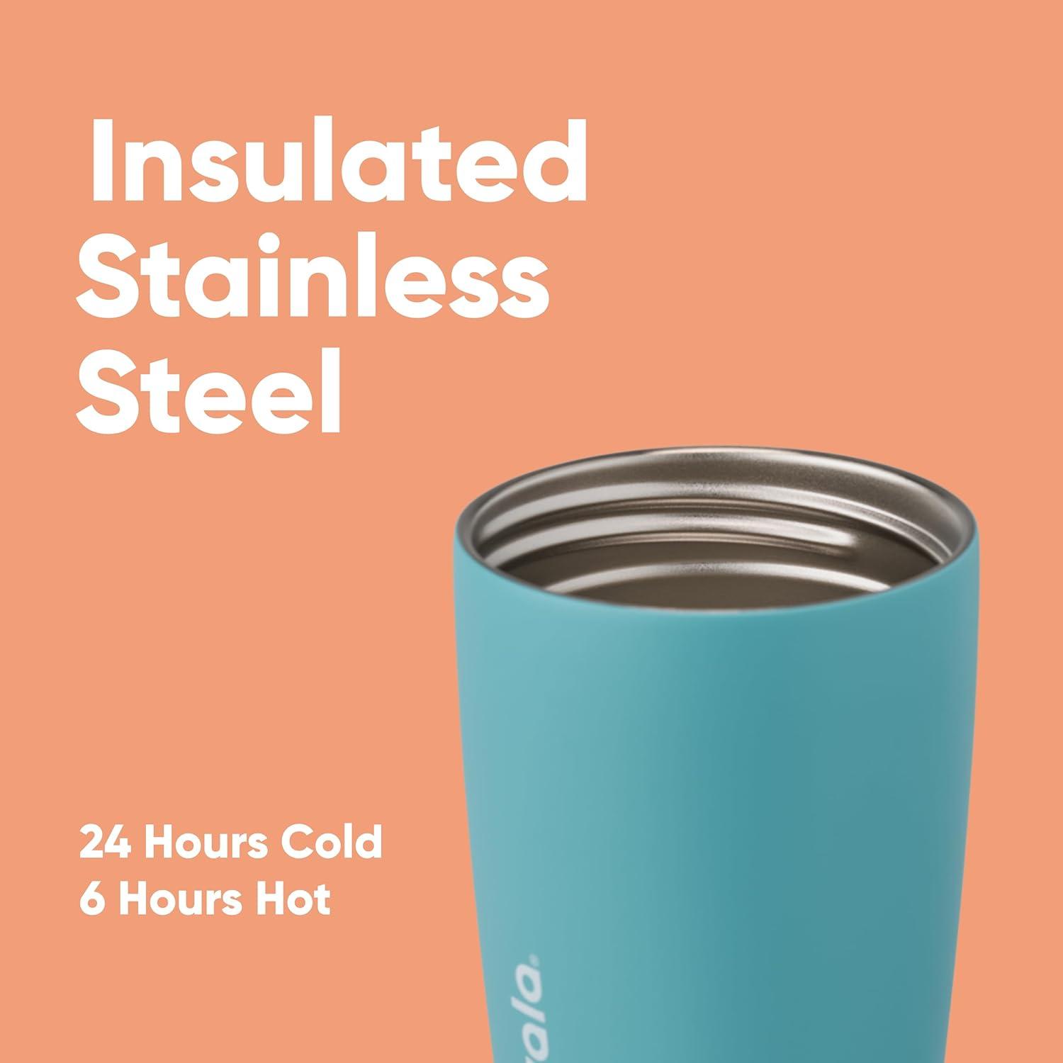 imageOwala SmoothSip Slider Insulated Stainless Steel Coffee Tumbler Reusable Iced Coffee Cup Hot Coffee Travel Mug BPA Free 12 oz GreyBlue Beachy BreezeBeachy Breeze