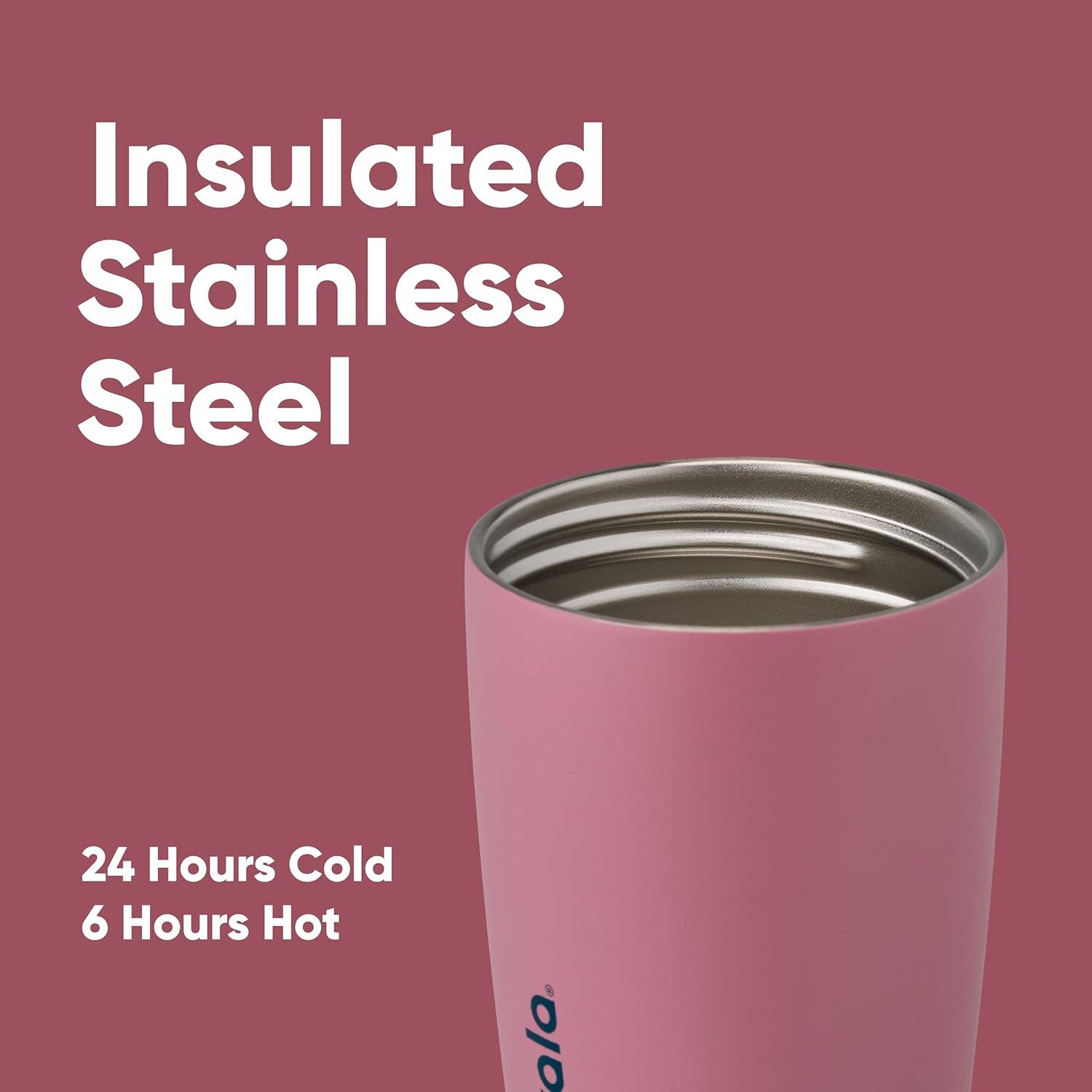 imageOwala SmoothSip Slider Insulated Stainless Steel Coffee Tumbler Reusable Iced Coffee Cup Hot Coffee Travel Mug BPA Free 12 oz GreyBlue Beachy BreezeCrochet Queen