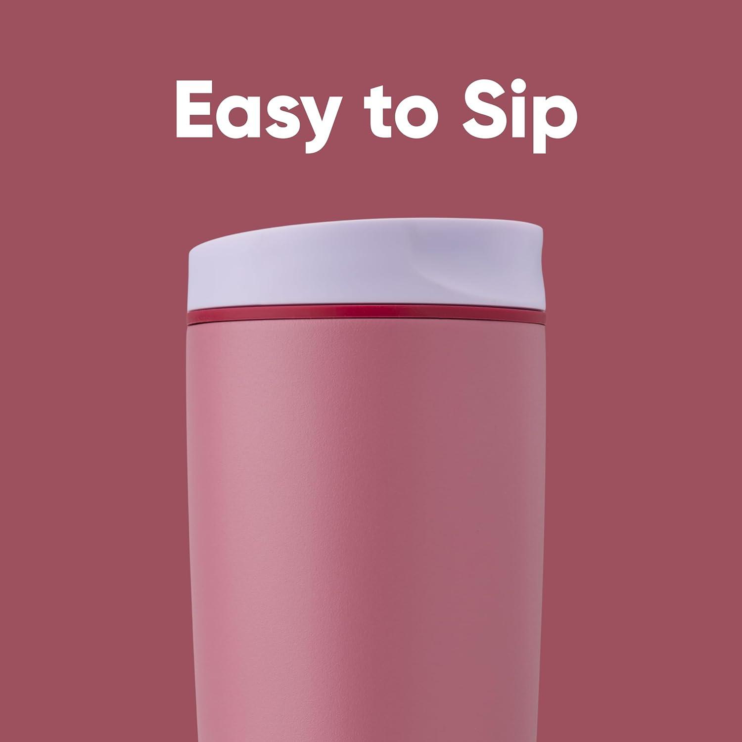 imageOwala SmoothSip Slider Insulated Stainless Steel Coffee Tumbler Reusable Iced Coffee Cup Hot Coffee Travel Mug BPA Free 12 oz GreyBlue Beachy BreezeCrochet Queen