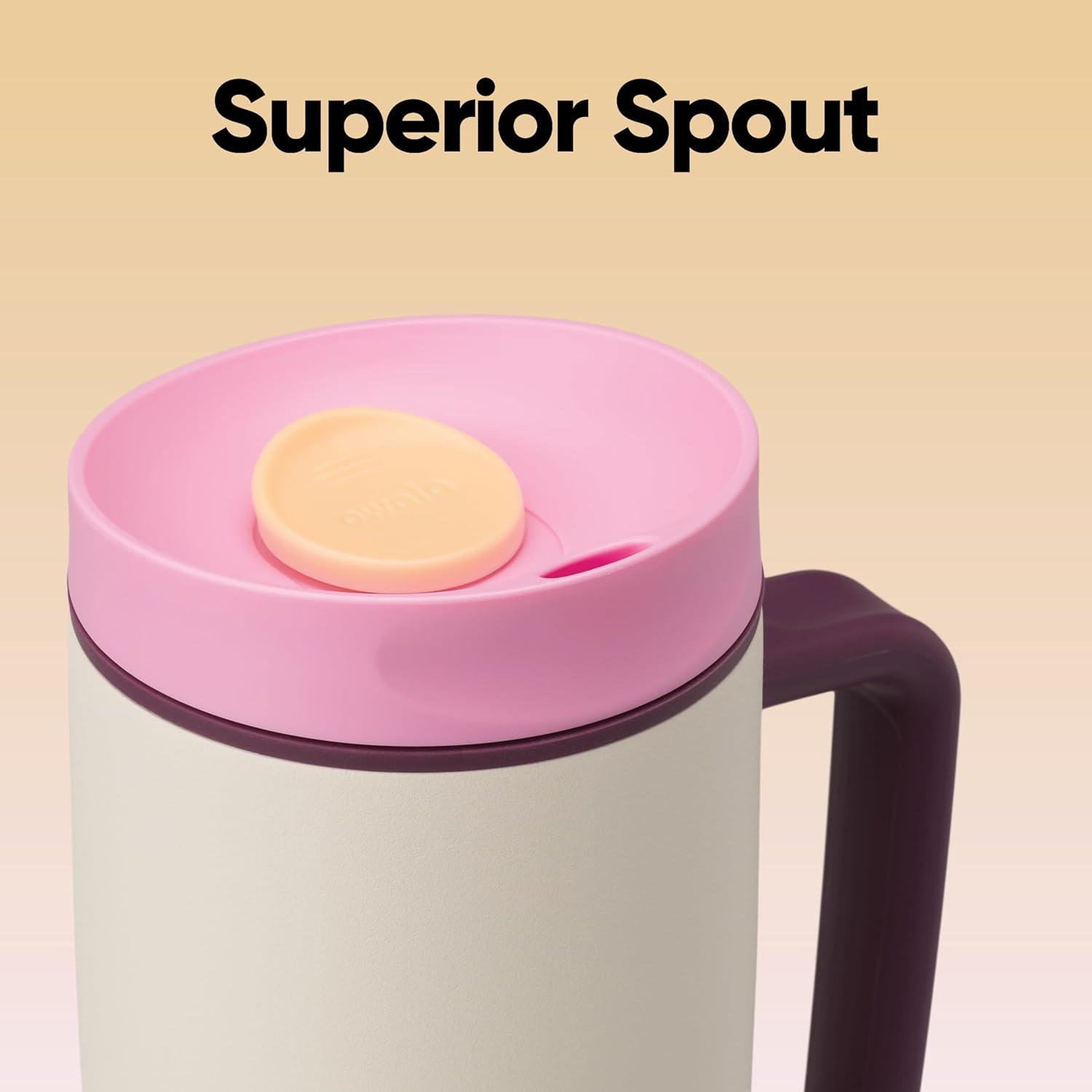 imageOwala SmoothSip Slider Insulated Stainless Steel Coffee Tumbler Reusable Iced Coffee Cup Hot Coffee Travel Mug BPA Free 12 oz GreyBlue Beachy BreezeDaybreak