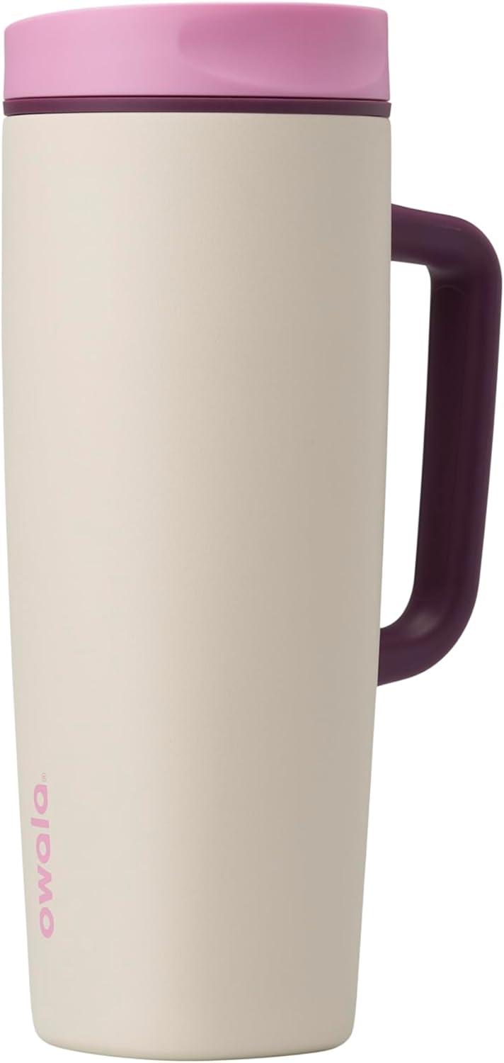 imageOwala SmoothSip Slider Insulated Stainless Steel Coffee Tumbler Reusable Iced Coffee Cup Hot Coffee Travel Mug BPA Free 12 oz GreyBlue Beachy BreezeDaybreak
