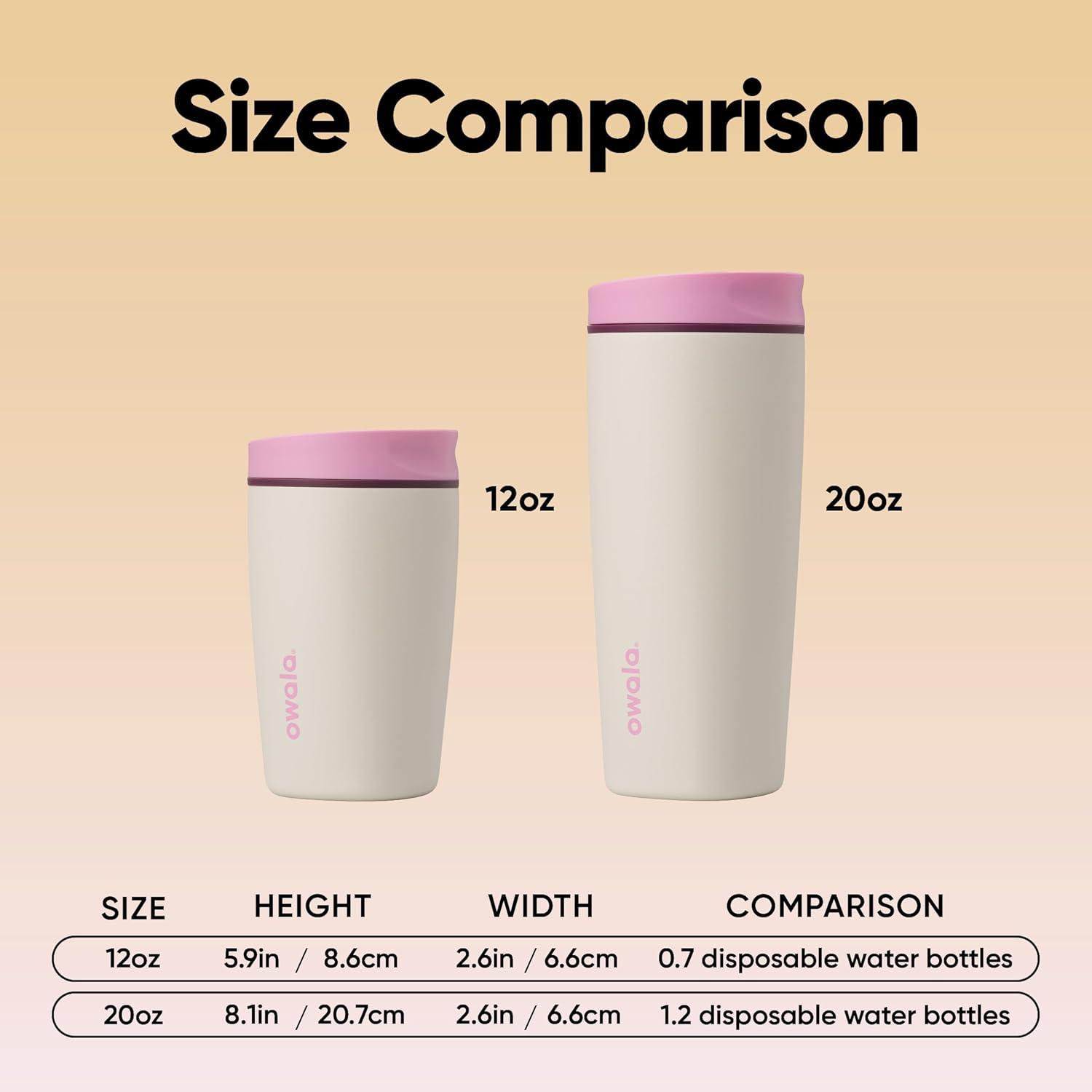 imageOwala SmoothSip Slider Insulated Stainless Steel Coffee Tumbler Reusable Iced Coffee Cup Hot Coffee Travel Mug BPA Free 12 oz GreyBlue Beachy BreezeDaybreak