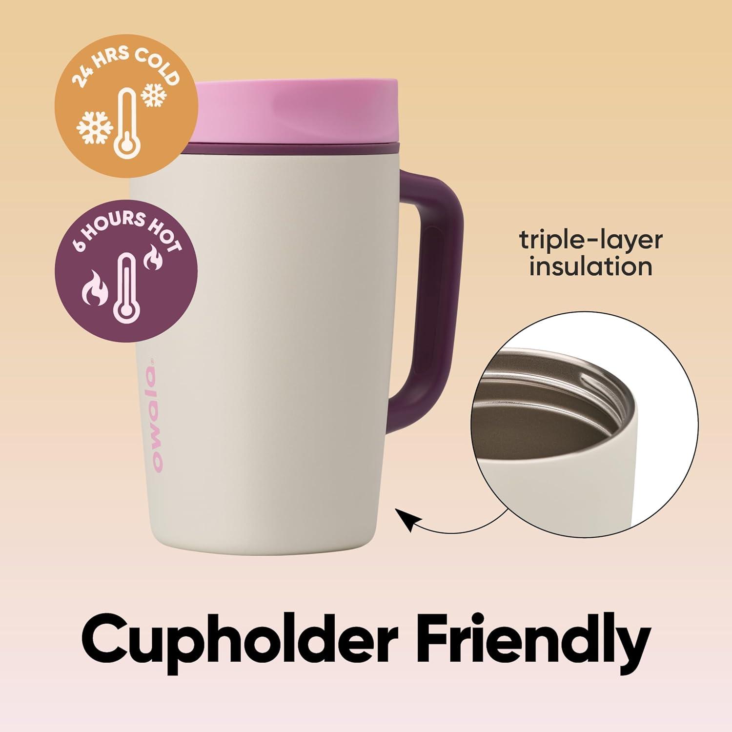 imageOwala SmoothSip Slider Insulated Stainless Steel Coffee Tumbler Reusable Iced Coffee Cup Hot Coffee Travel Mug BPA Free 12 oz GreyBlue Beachy BreezeDaybreak