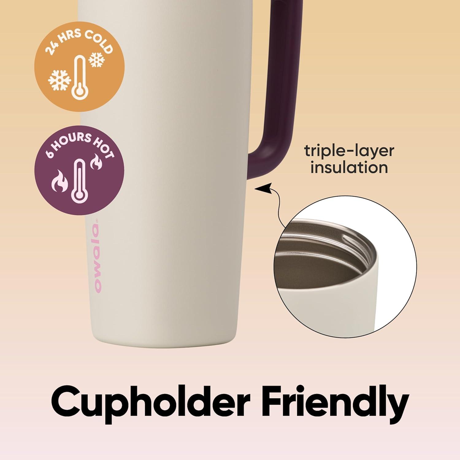 imageOwala SmoothSip Slider Insulated Stainless Steel Coffee Tumbler Reusable Iced Coffee Cup Hot Coffee Travel Mug BPA Free 12 oz GreyBlue Beachy BreezeDaybreak