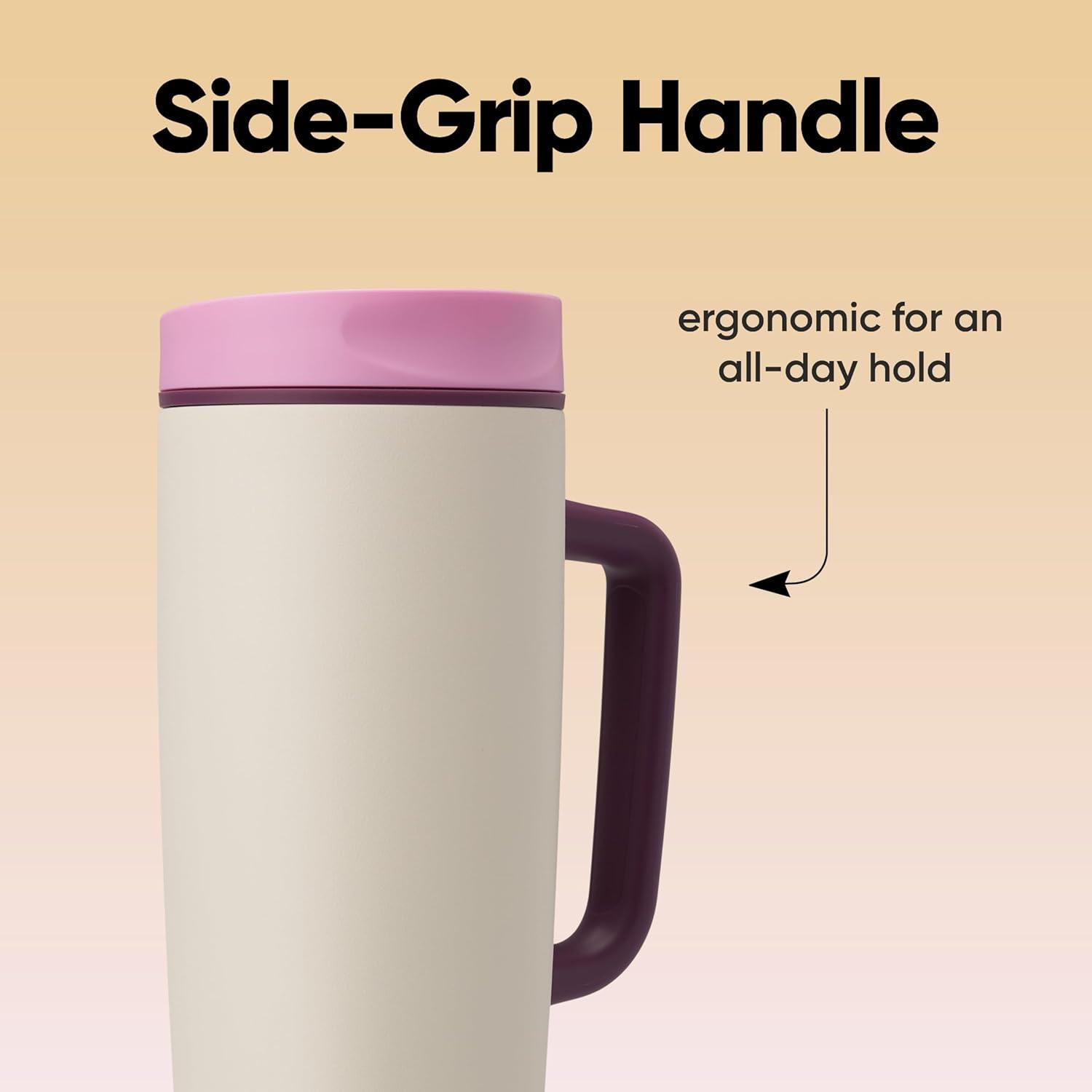 imageOwala SmoothSip Slider Insulated Stainless Steel Coffee Tumbler Reusable Iced Coffee Cup Hot Coffee Travel Mug BPA Free 12 oz GreyBlue Beachy BreezeDaybreak
